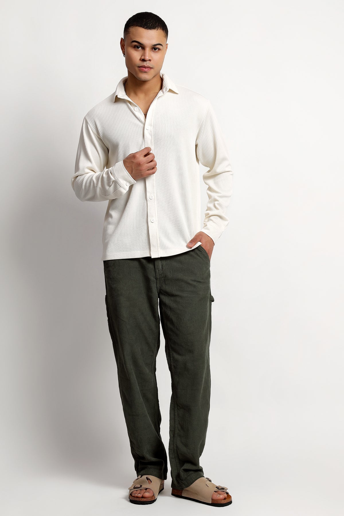 Men's Regular Fit Offwhite Overshirt