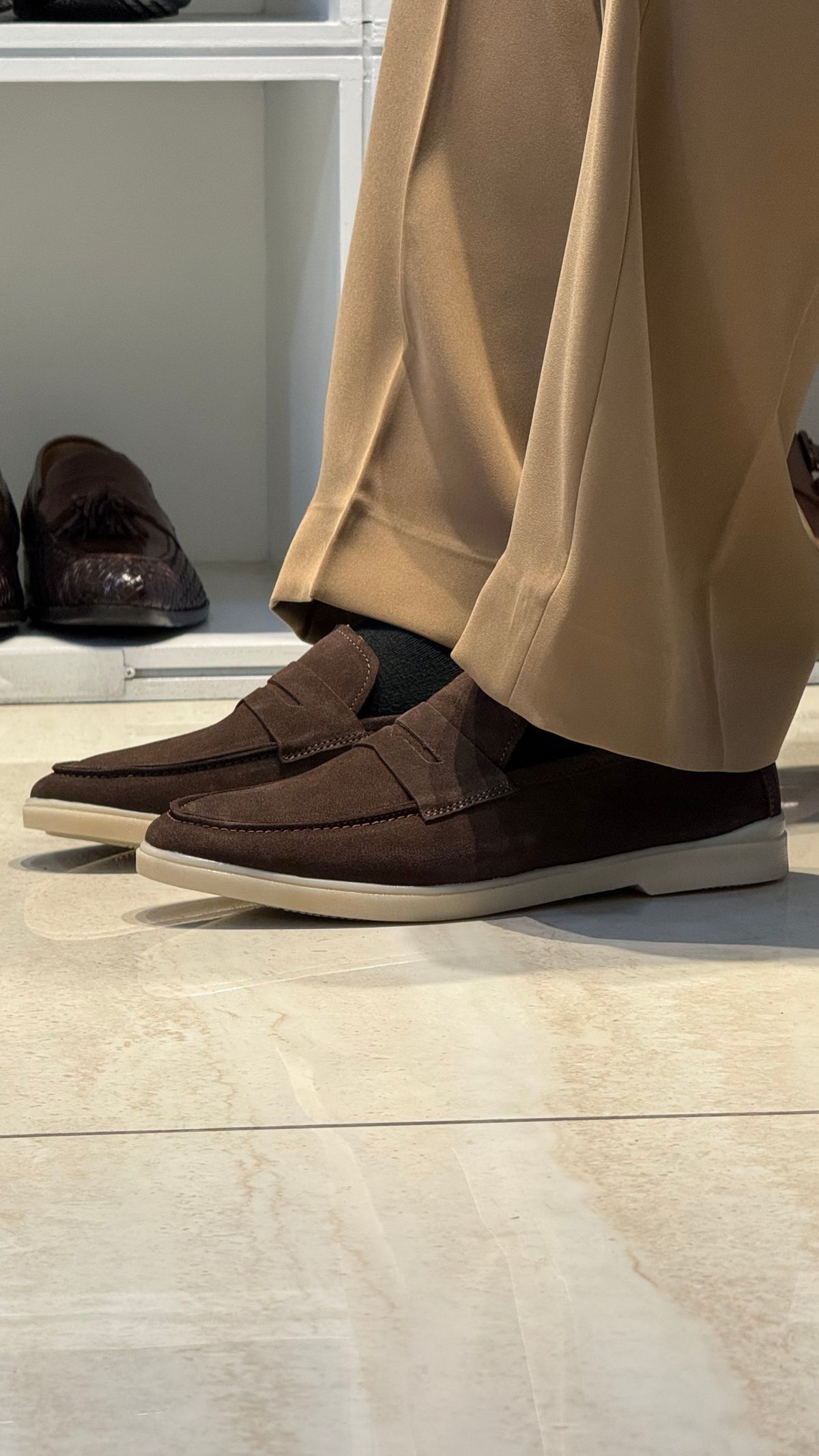 Suede loafer shoes