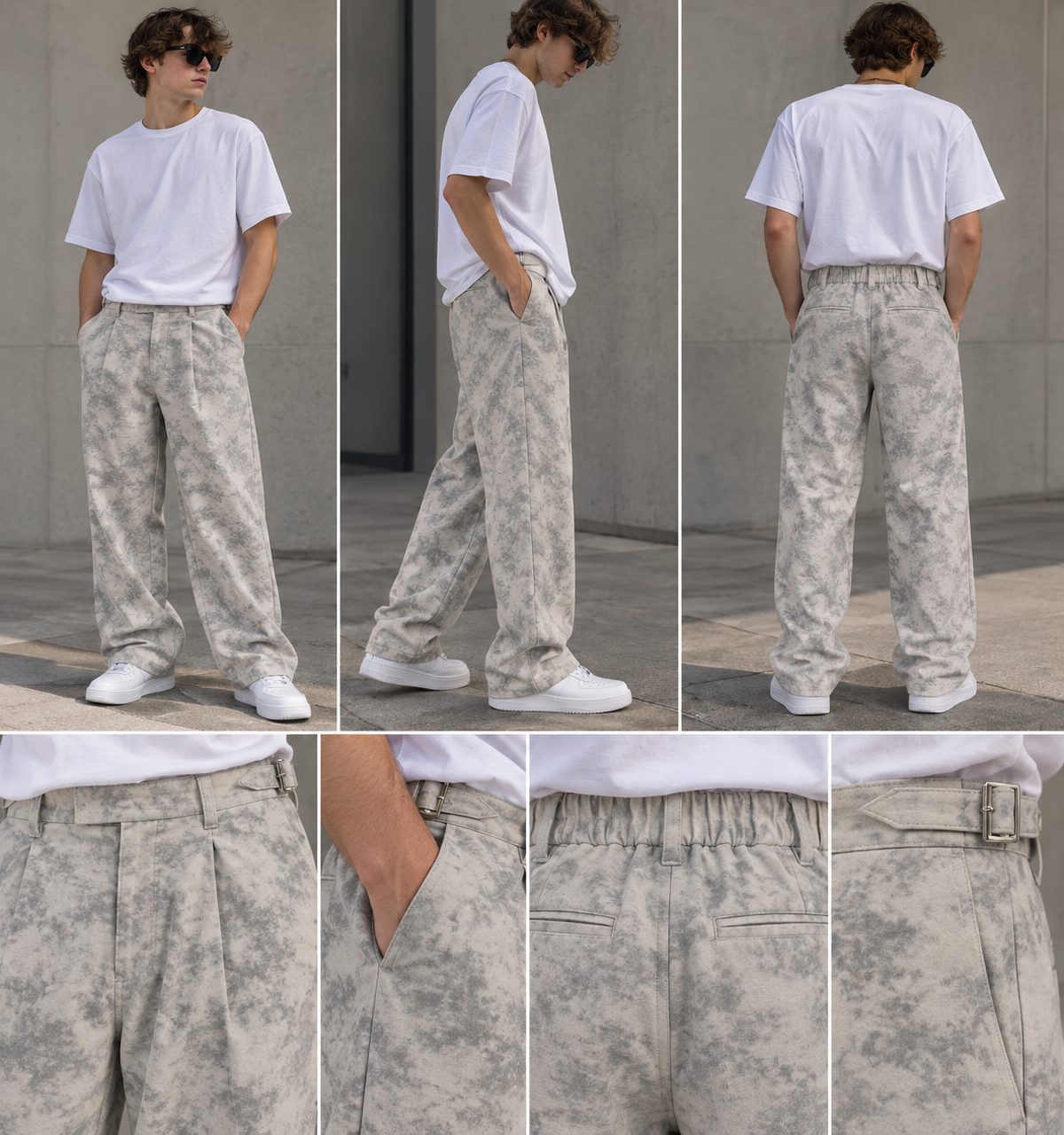MUDIH Italian Marble Print Relaxed Trousers