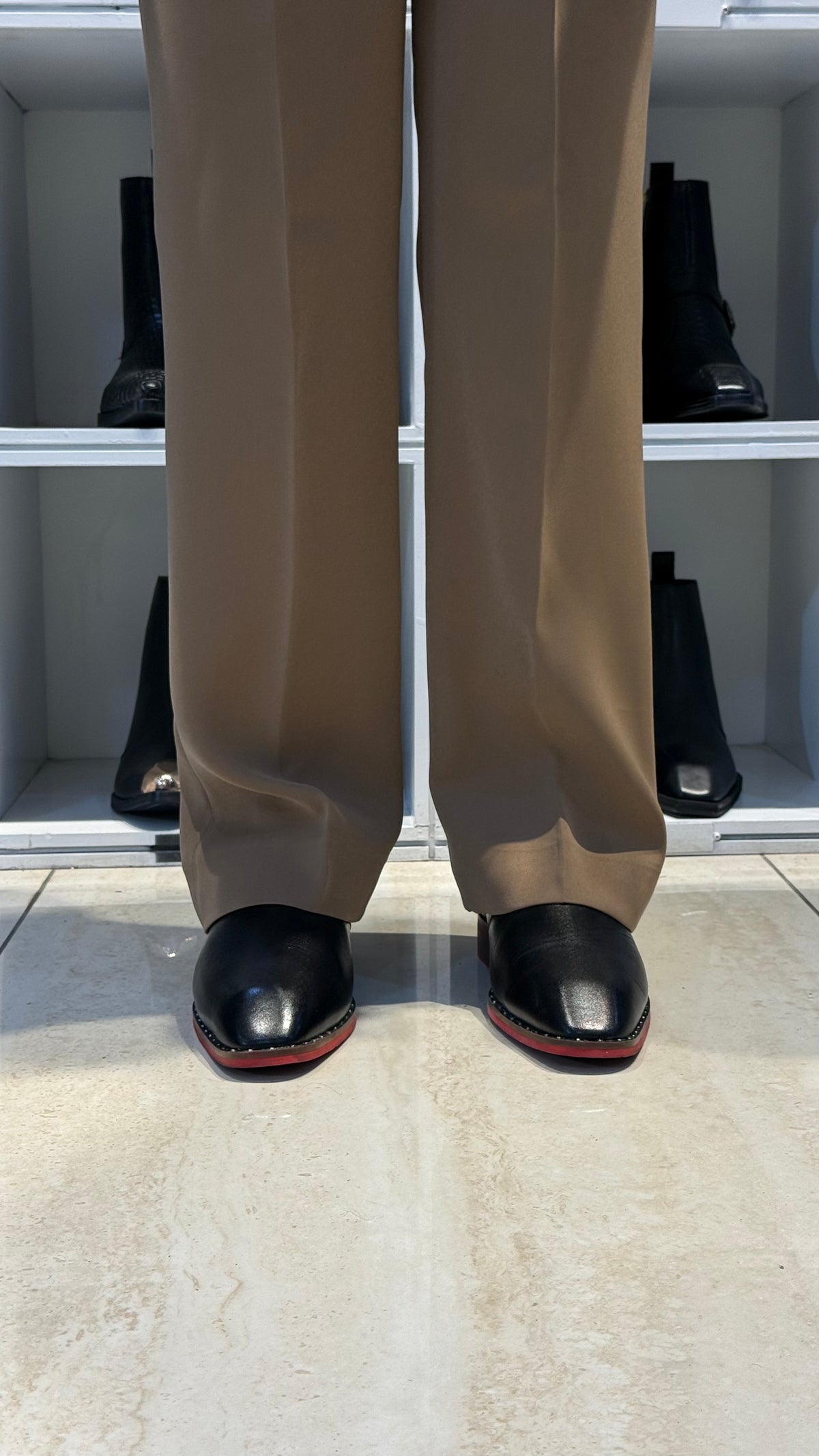 Cuban Heel Black Chelsea | Hand Made|Square Toe | Red sole