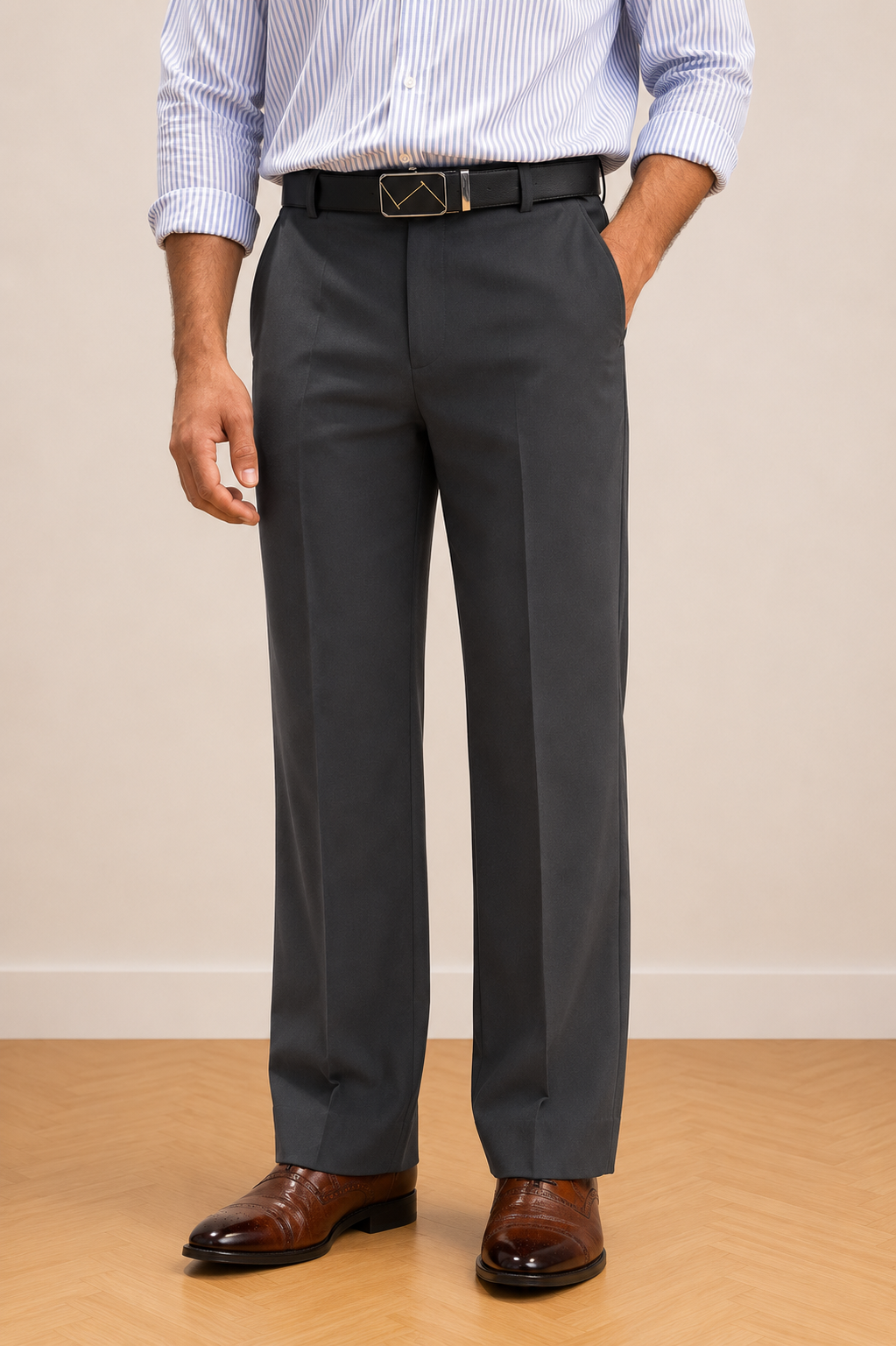 Mudih Grey Korean Bootcut Pants for Men | Premium Japanese Fabric