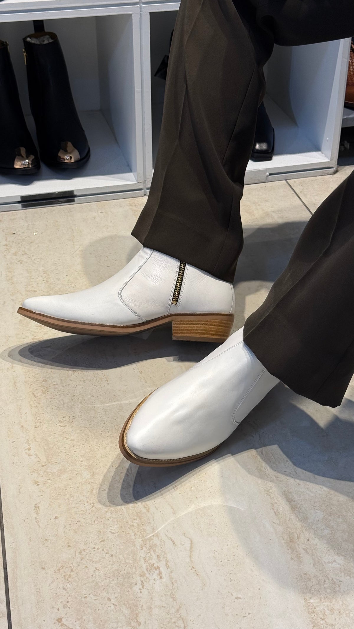Cuban Heel White Chelsea | Hand Made| Pointed Toe | Party Wear |