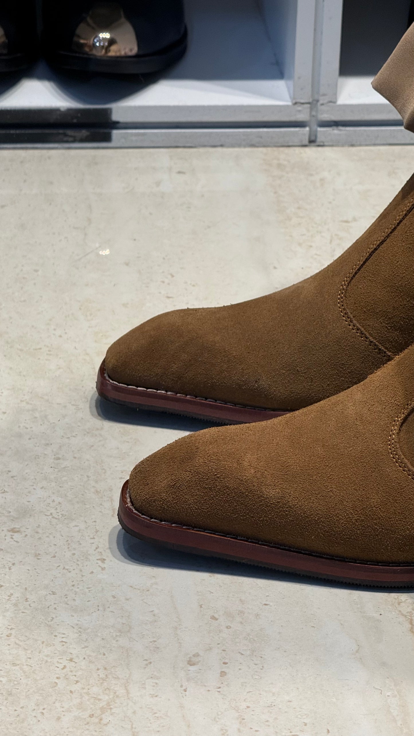 Wood sole | Suede leather Cuban Heel CHELSEA Boots