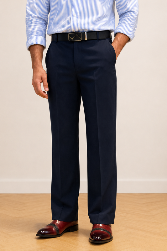 Mudih Navy Blue Korean Bootcut Pants for Men | Premium Japanese Fabric