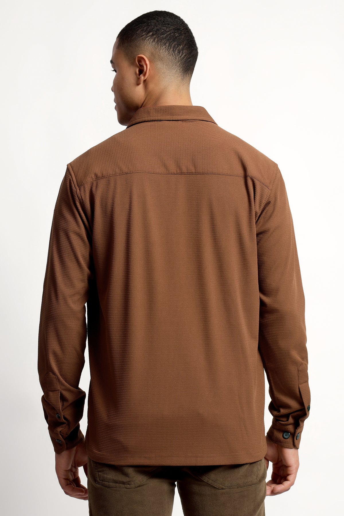 Regular fit Poly Cotton Brown Shirt