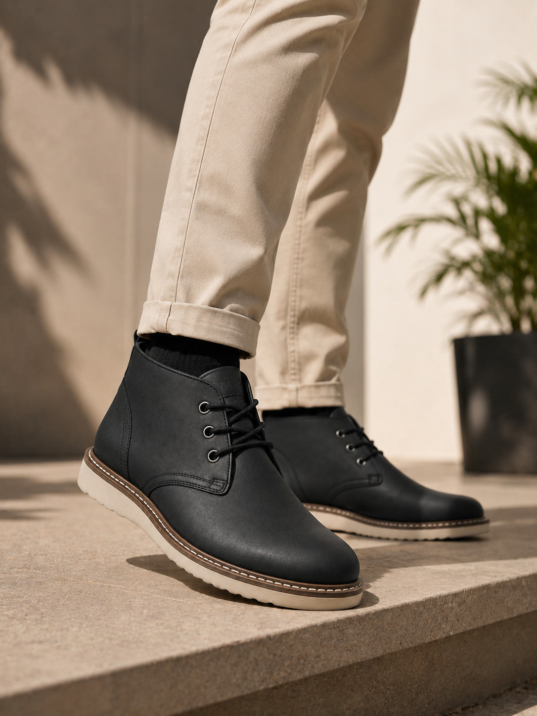 Men's Leather Chukka Boots | Black Lace-Up Ankle Boots