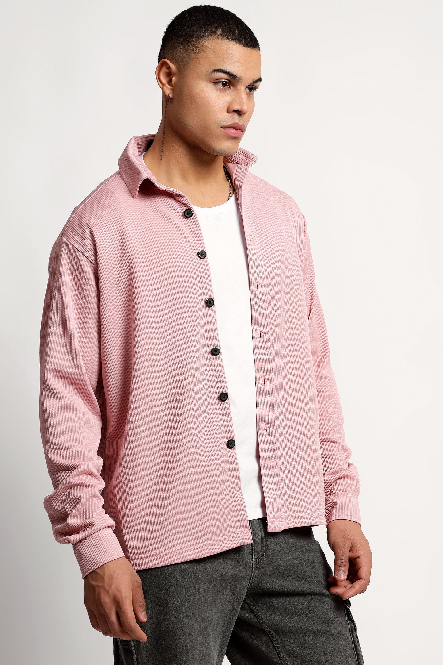 Men's Regular Fit Pink Overshirt