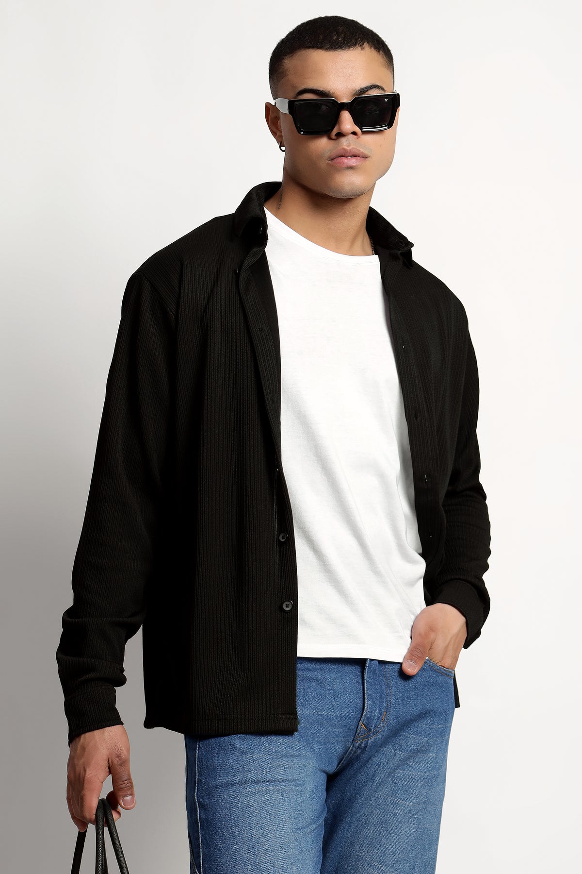 Men's Regular Fit Black Overshirt