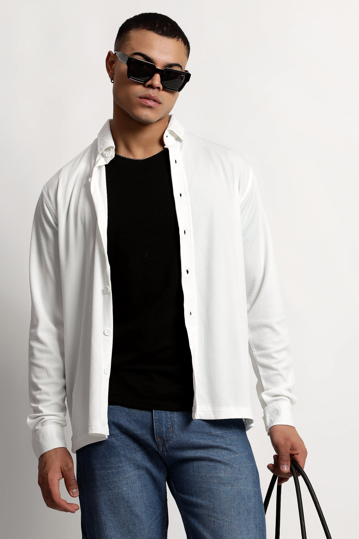 Regular fit Poly Cotton White Shirt