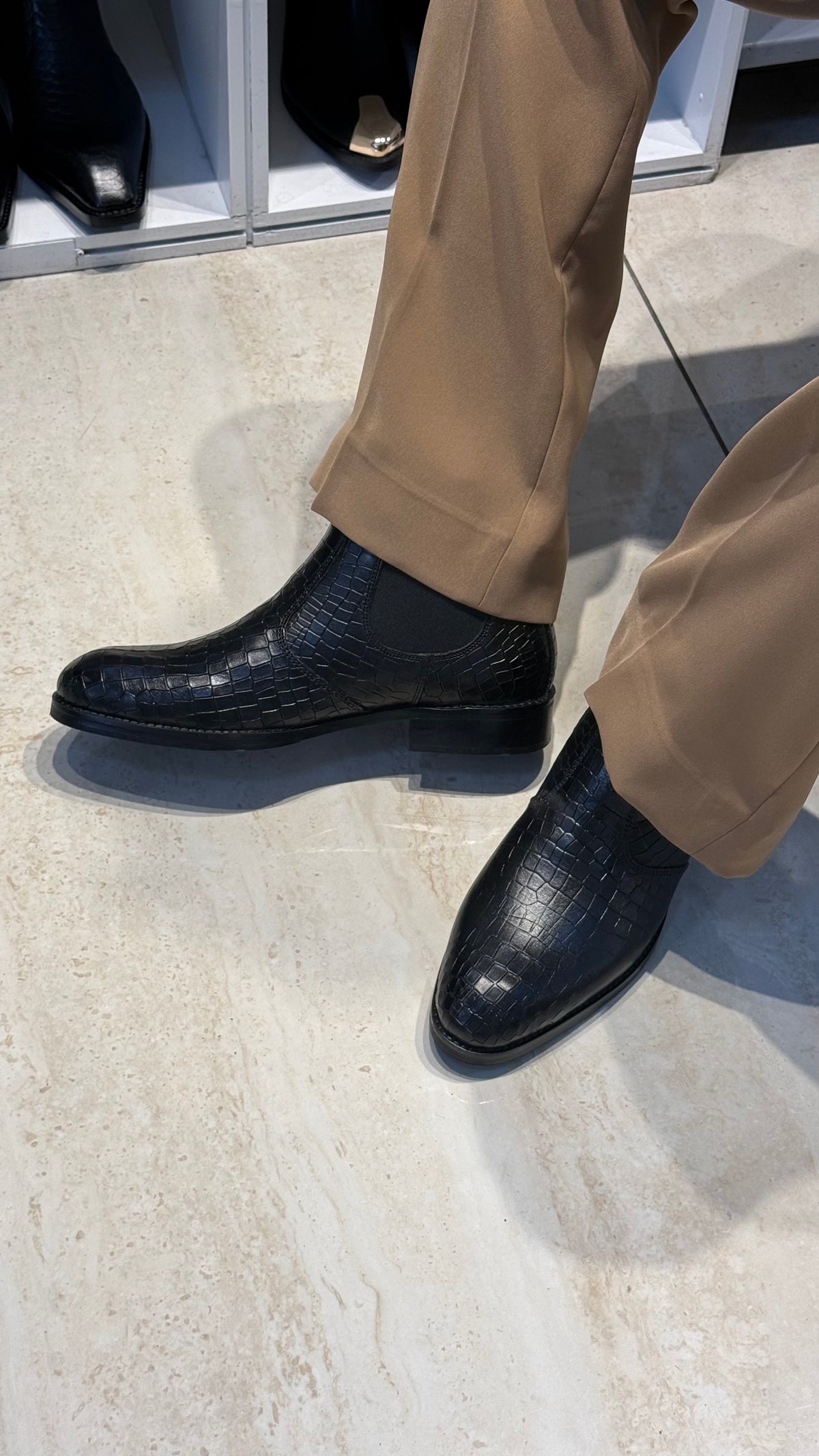 Croco leather Black Chelsea Boot