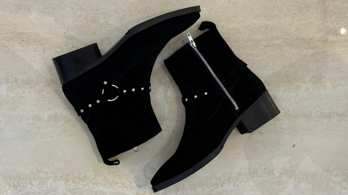 Black Suede leather Cuban Heel CHELSEA Boots