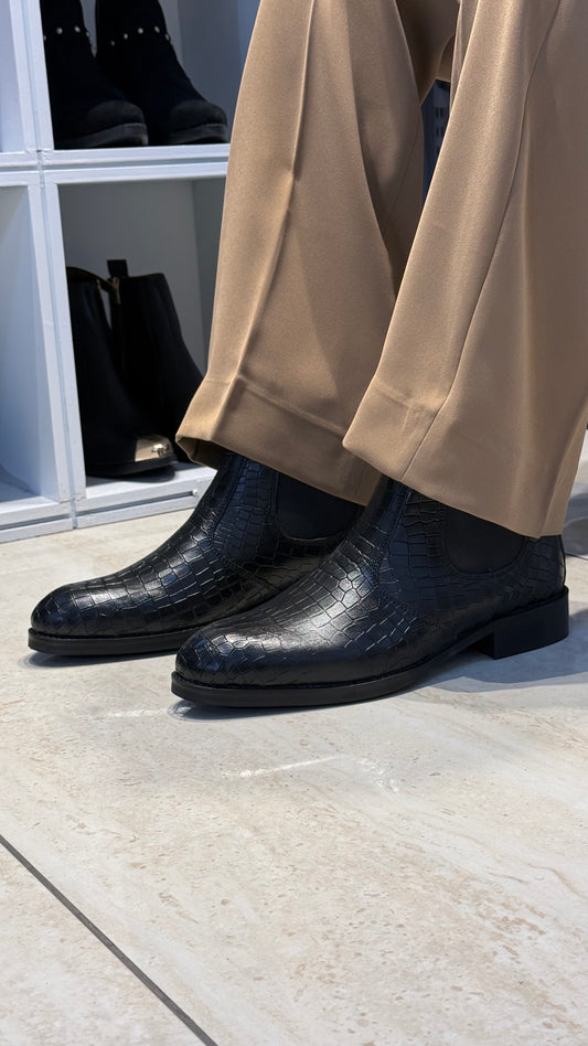 Croco leather Black Chelsea Boot