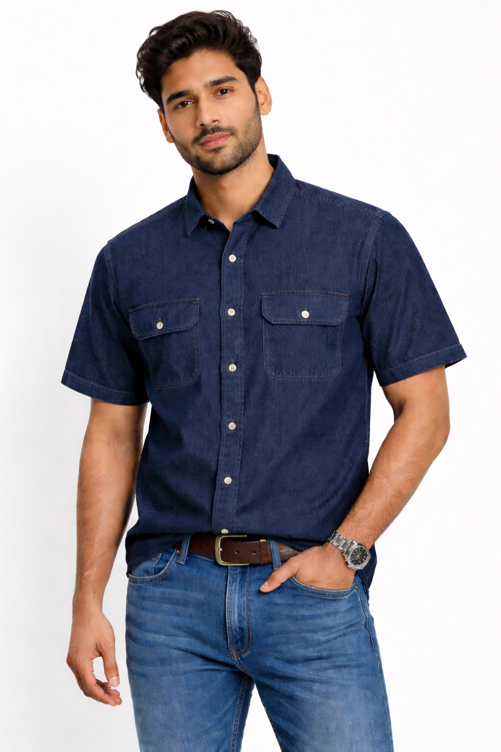 Regular fit Half sleeves Denim shirt