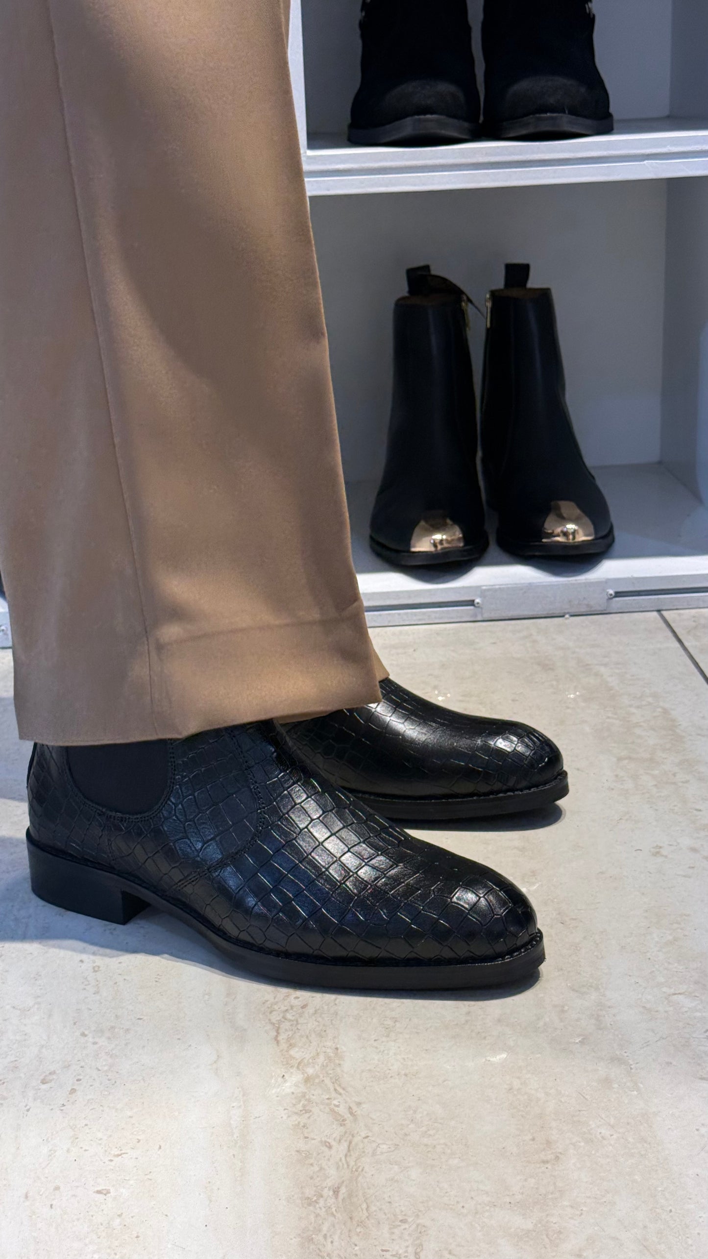 Croco leather Black Chelsea Boot