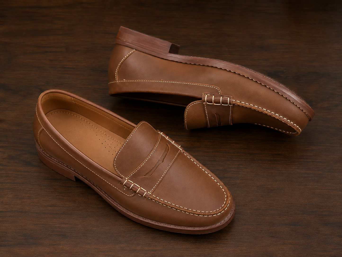 Men's Brown Leather Penny Loafers