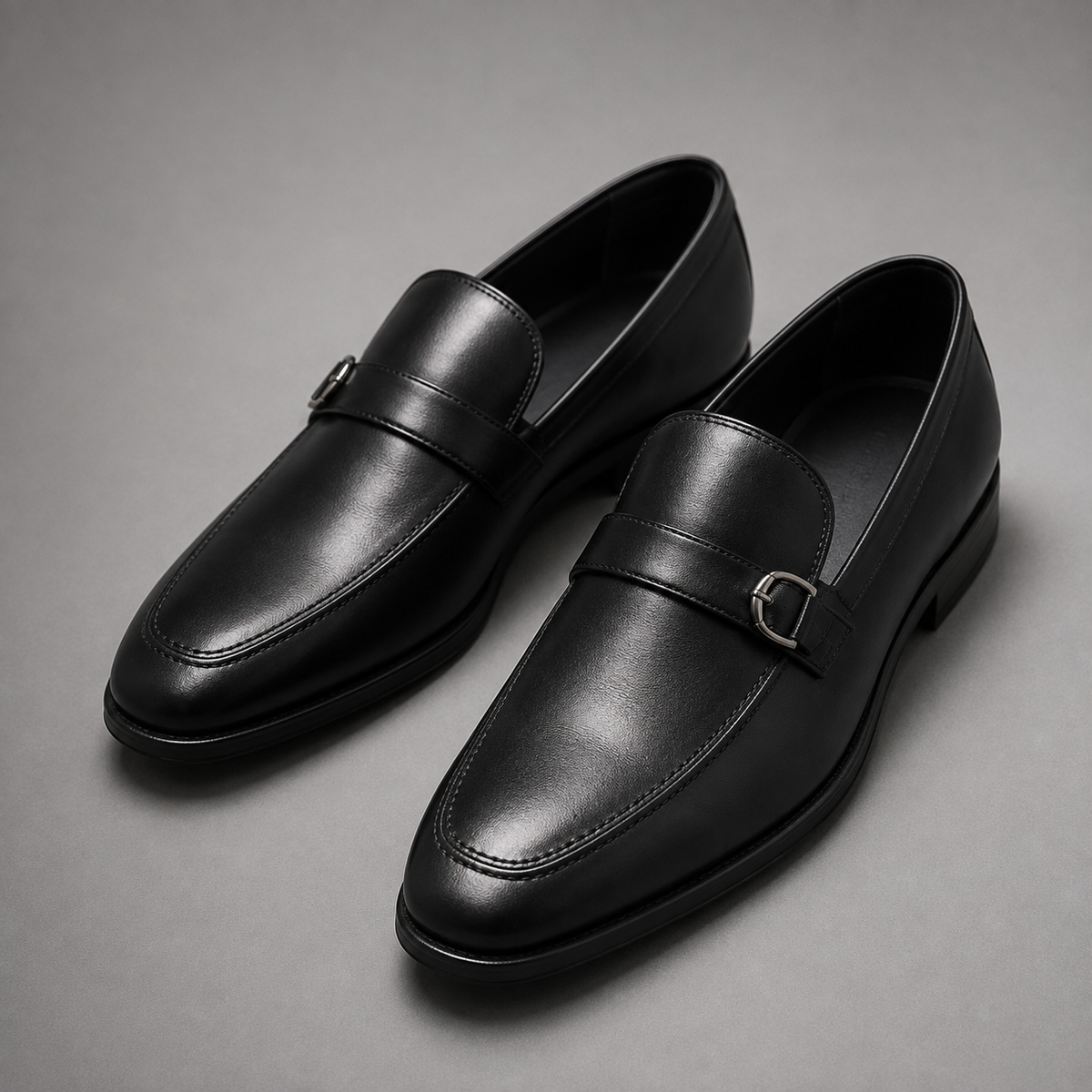 Men's Black Monk Strap Formal Loafers | Premium Slip-On Shoes