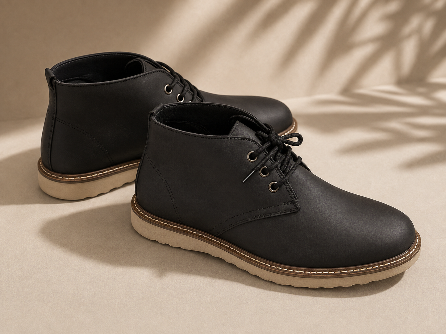Men's Leather Chukka Boots | Black Lace-Up Ankle Boots