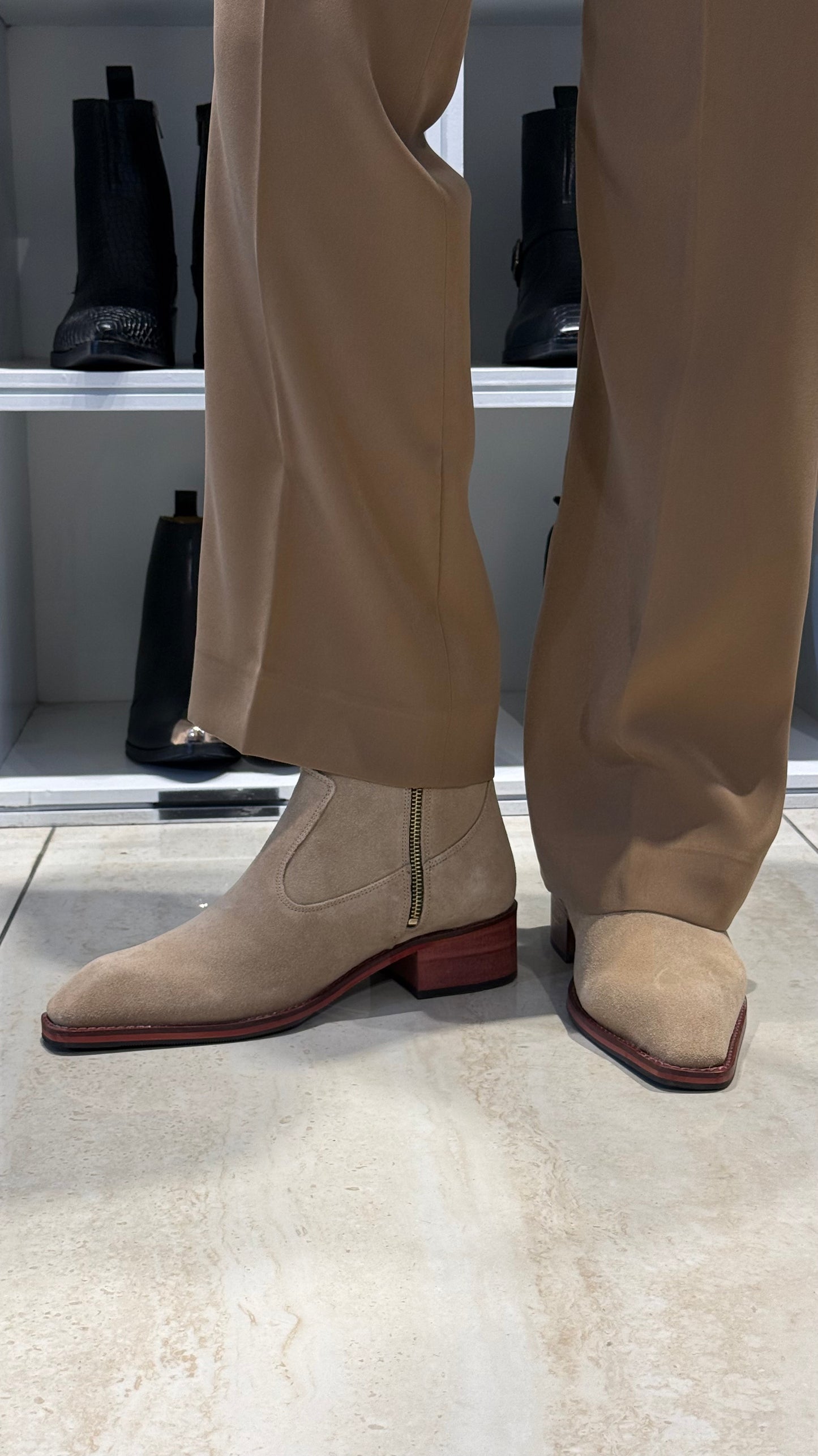 Suede leather Cuban Heel CHELSEA Boots