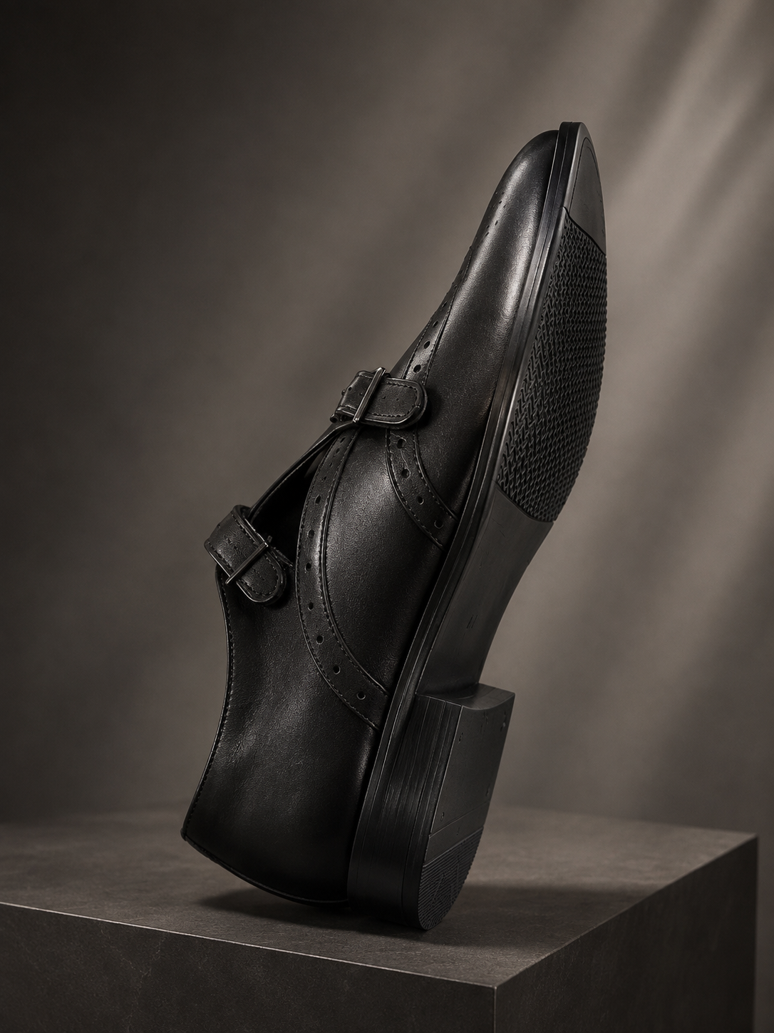 Men's Double Monk Strap Brogue Shoes | Black Formal Shoes