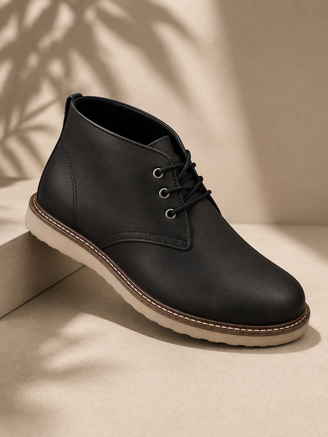 Men's Leather Chukka Boots | Black Lace-Up Ankle Boots