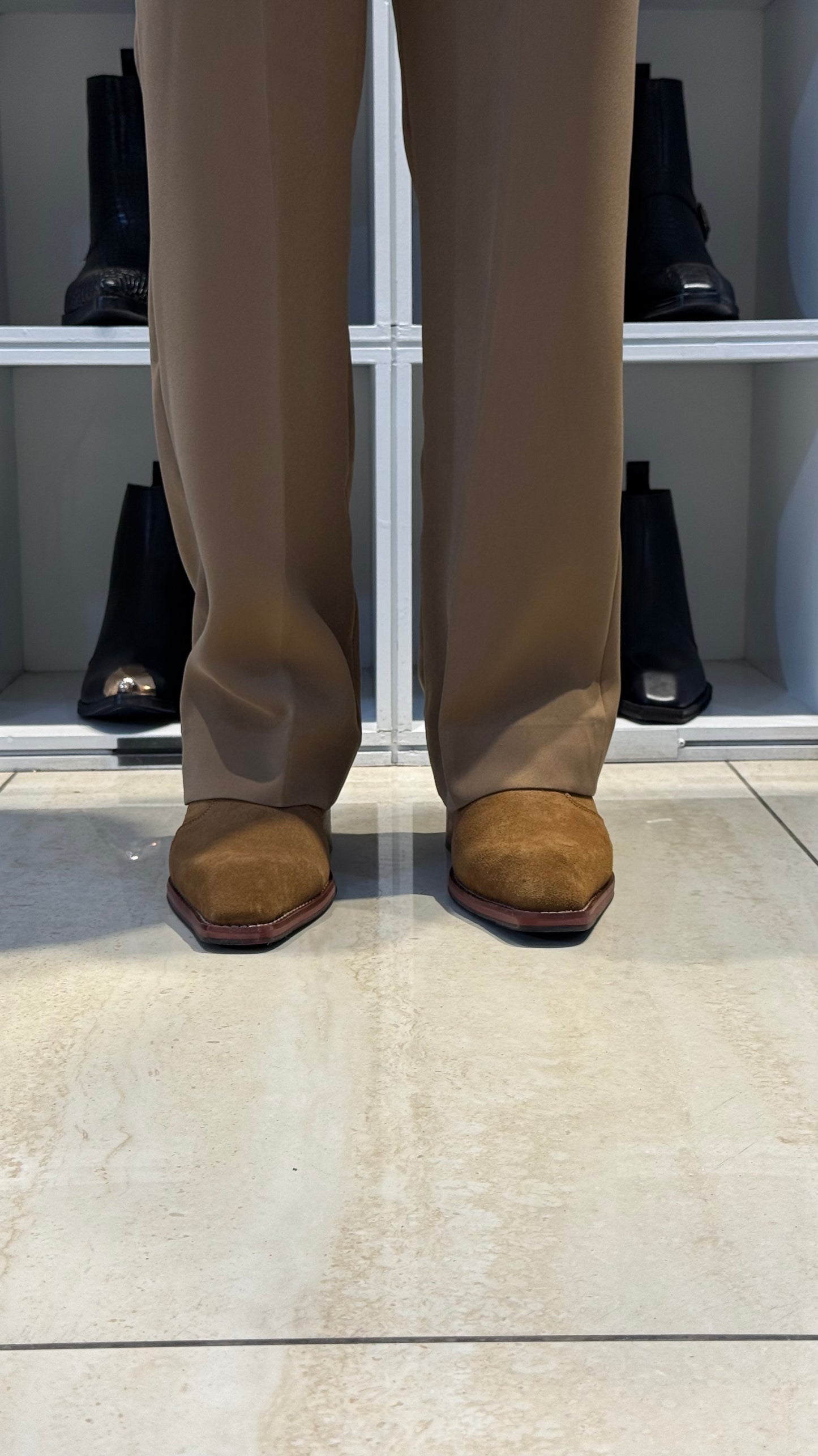 Wood sole | Suede leather Cuban Heel CHELSEA Boots