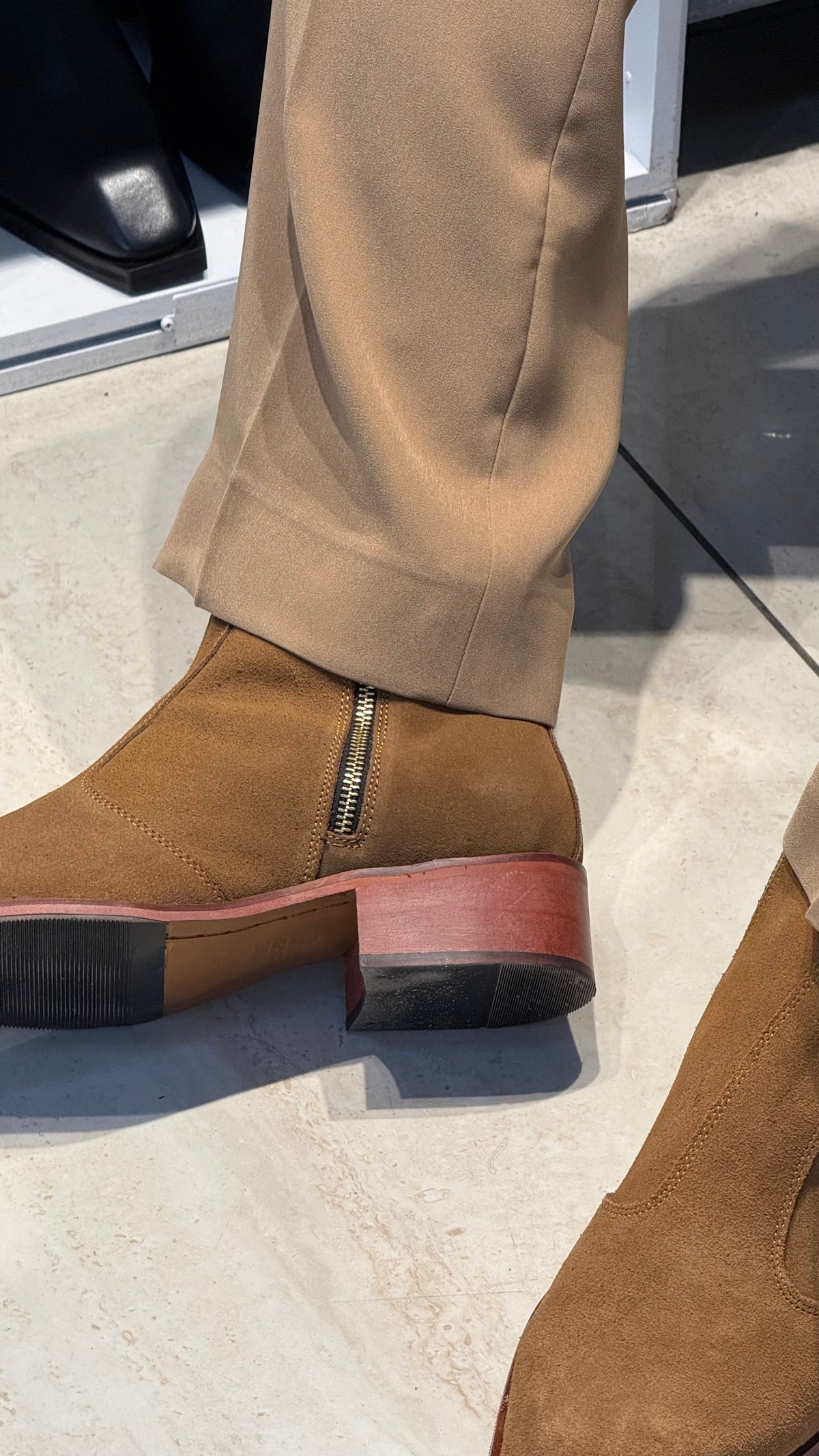 Wood sole | Suede leather Cuban Heel CHELSEA Boots