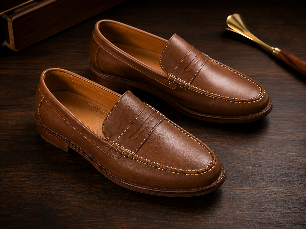 Men's Brown Leather Penny Loafers