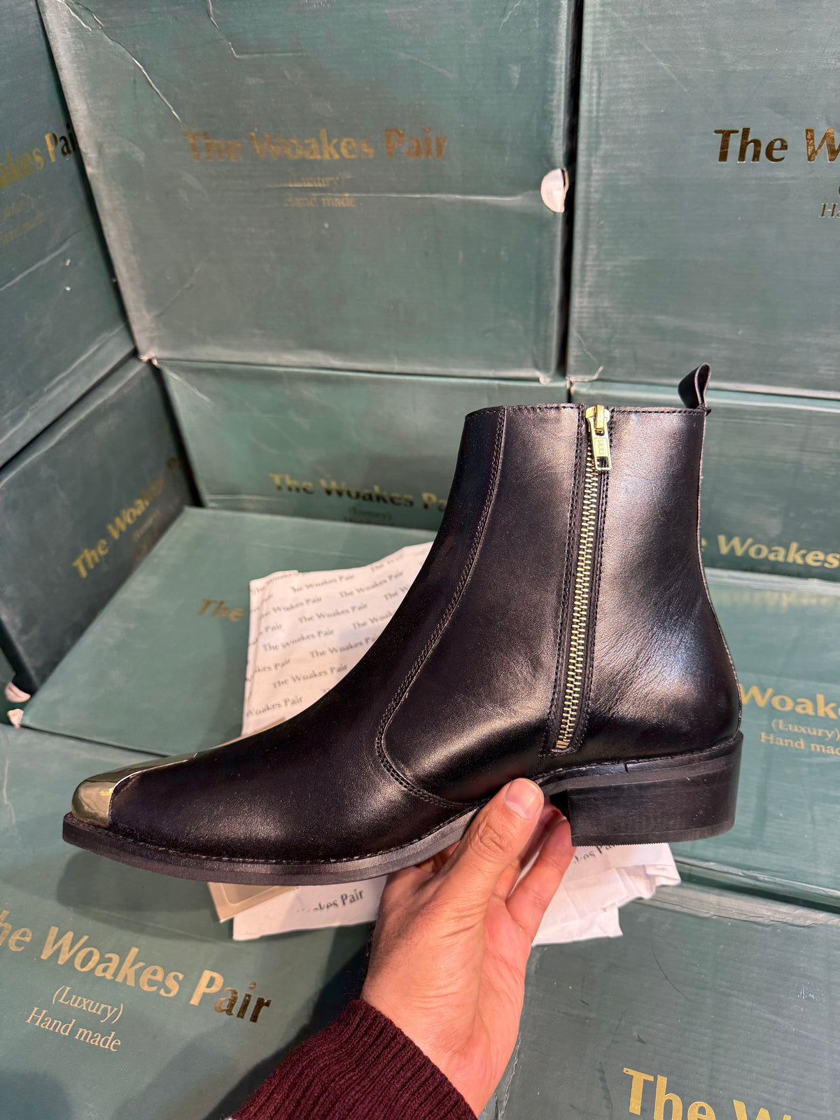 Cuban Heel Black Chelsea | Hand Made|Pointed Brass Toe | Party Wear