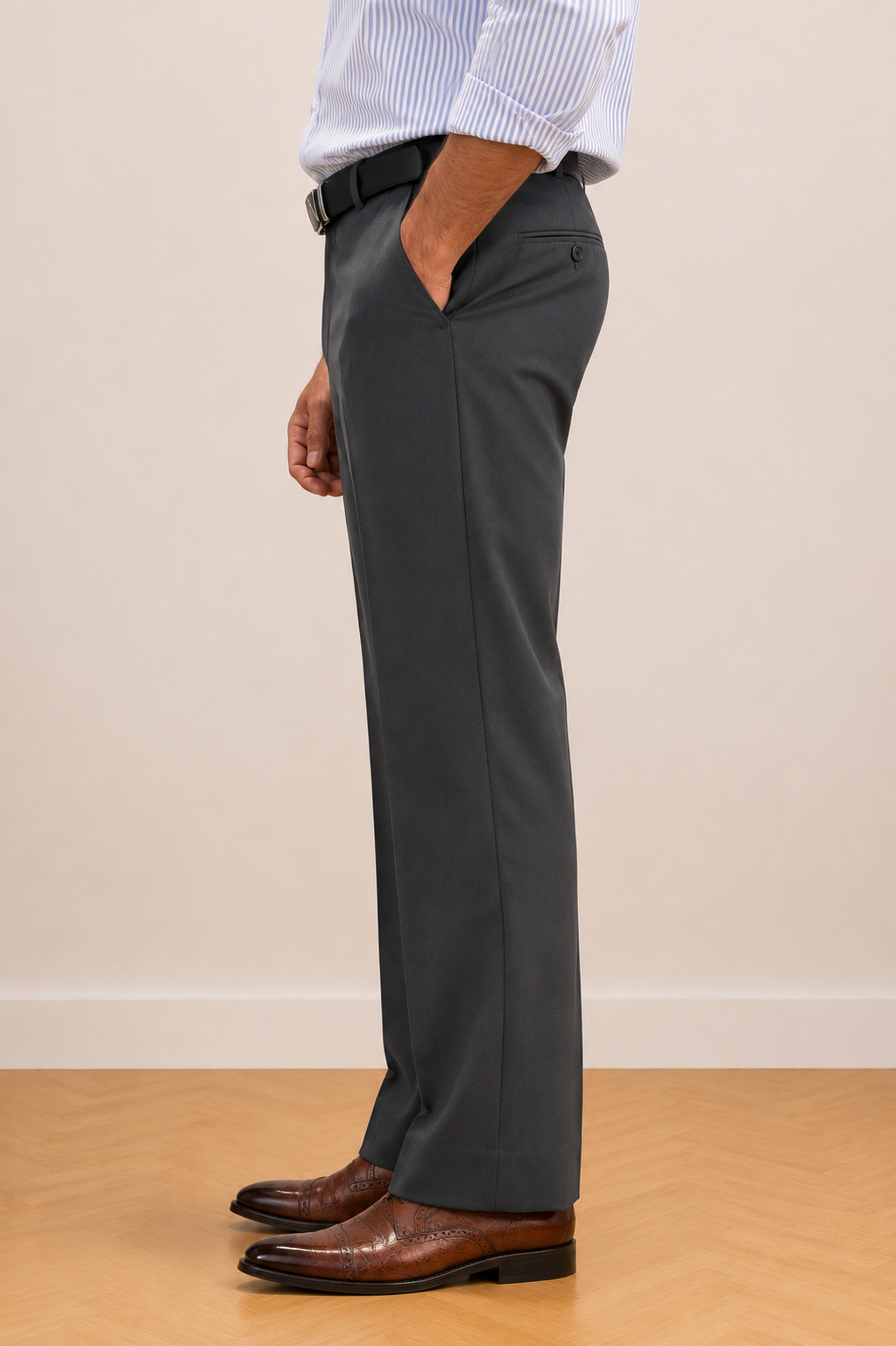 Mudih Grey Korean Bootcut Pants for Men | Premium Japanese Fabric