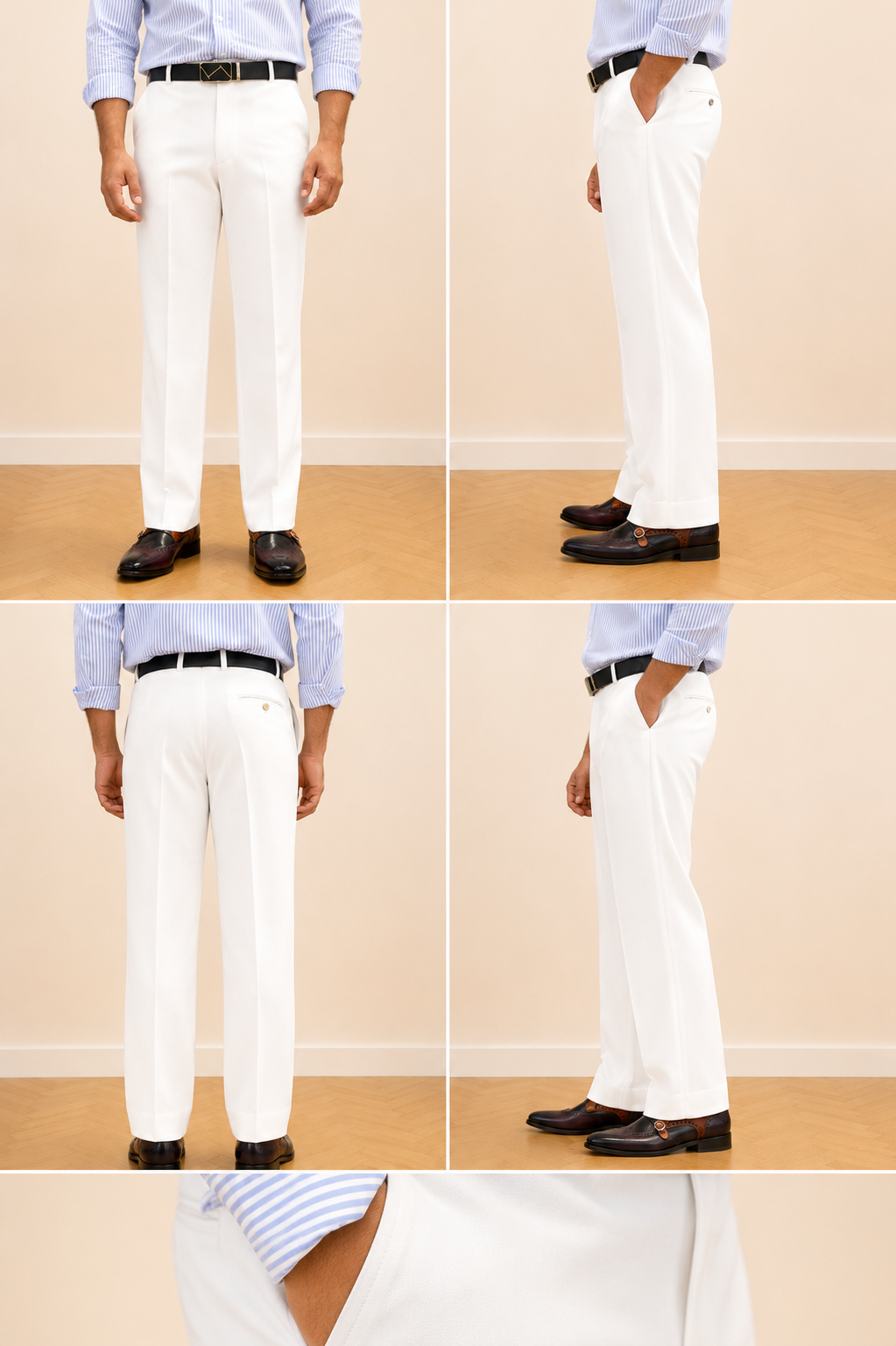 Mudih White Korean Bootcut Pants for Men | Premium Japanese Fabric