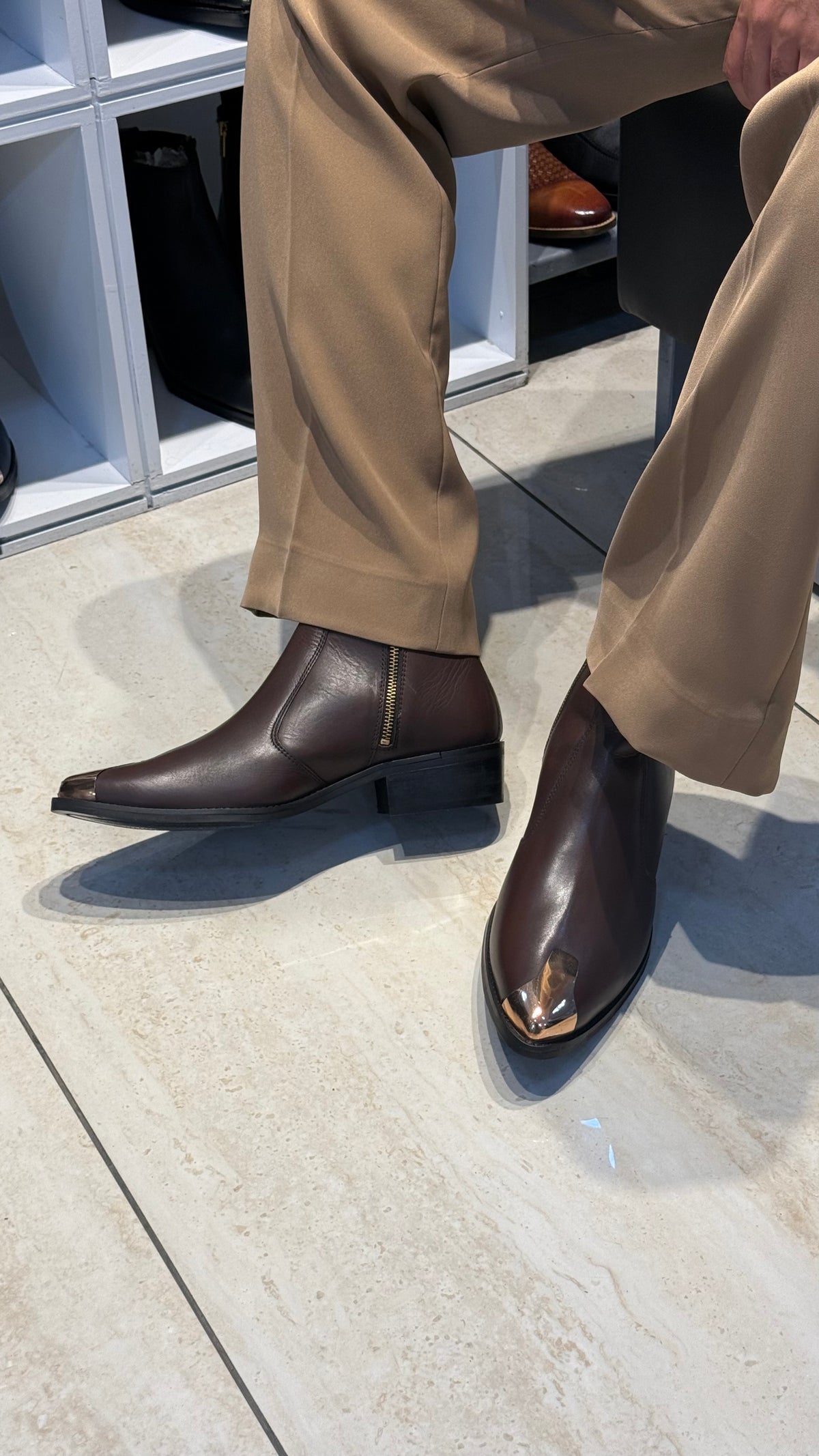 Cuban Heel Brown Chelsea | Hand Made|Pointed Brass Toe | Party Wear