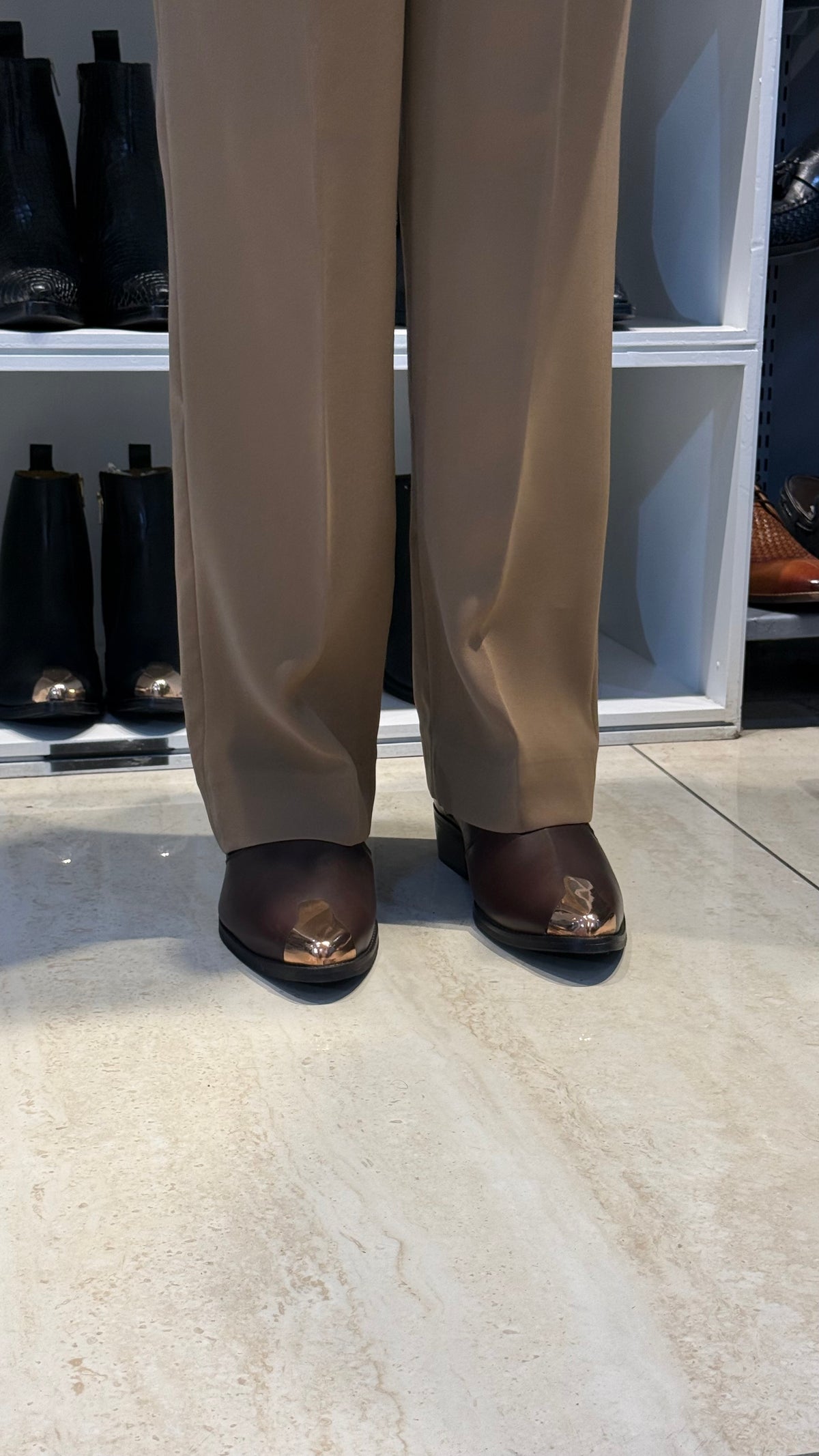 Cuban Heel Brown Chelsea | Hand Made|Pointed Brass Toe | Party Wear