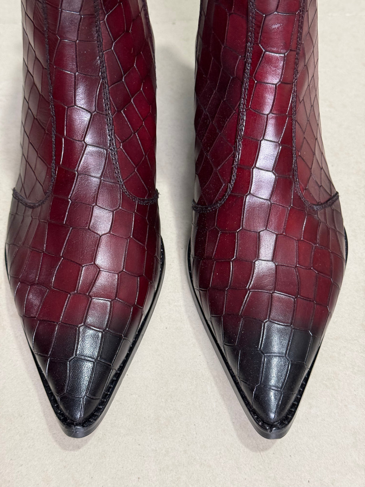 Croco leather Cuban Heel Chelsea Boots