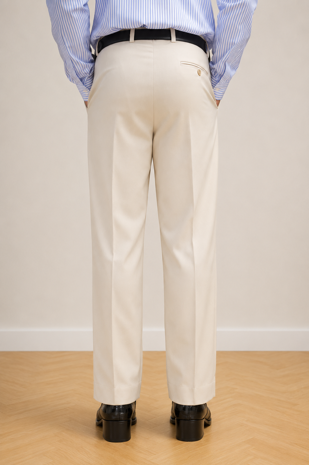 Mudih Light Beige Korean Bootcut Pants for Men | Premium Japanese Fabric