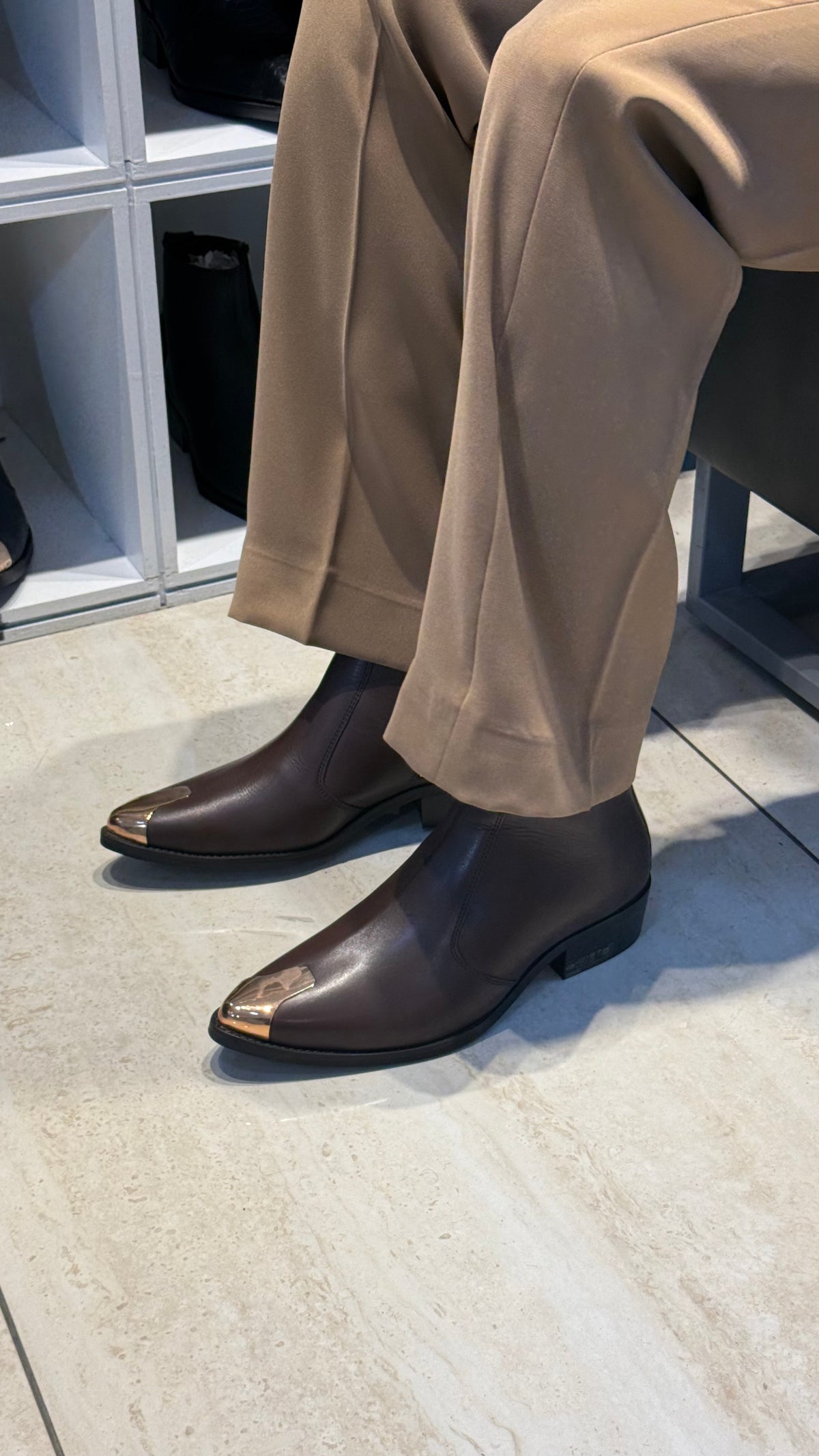 Cuban Heel Brown Chelsea | Hand Made|Pointed Brass Toe | Party Wear