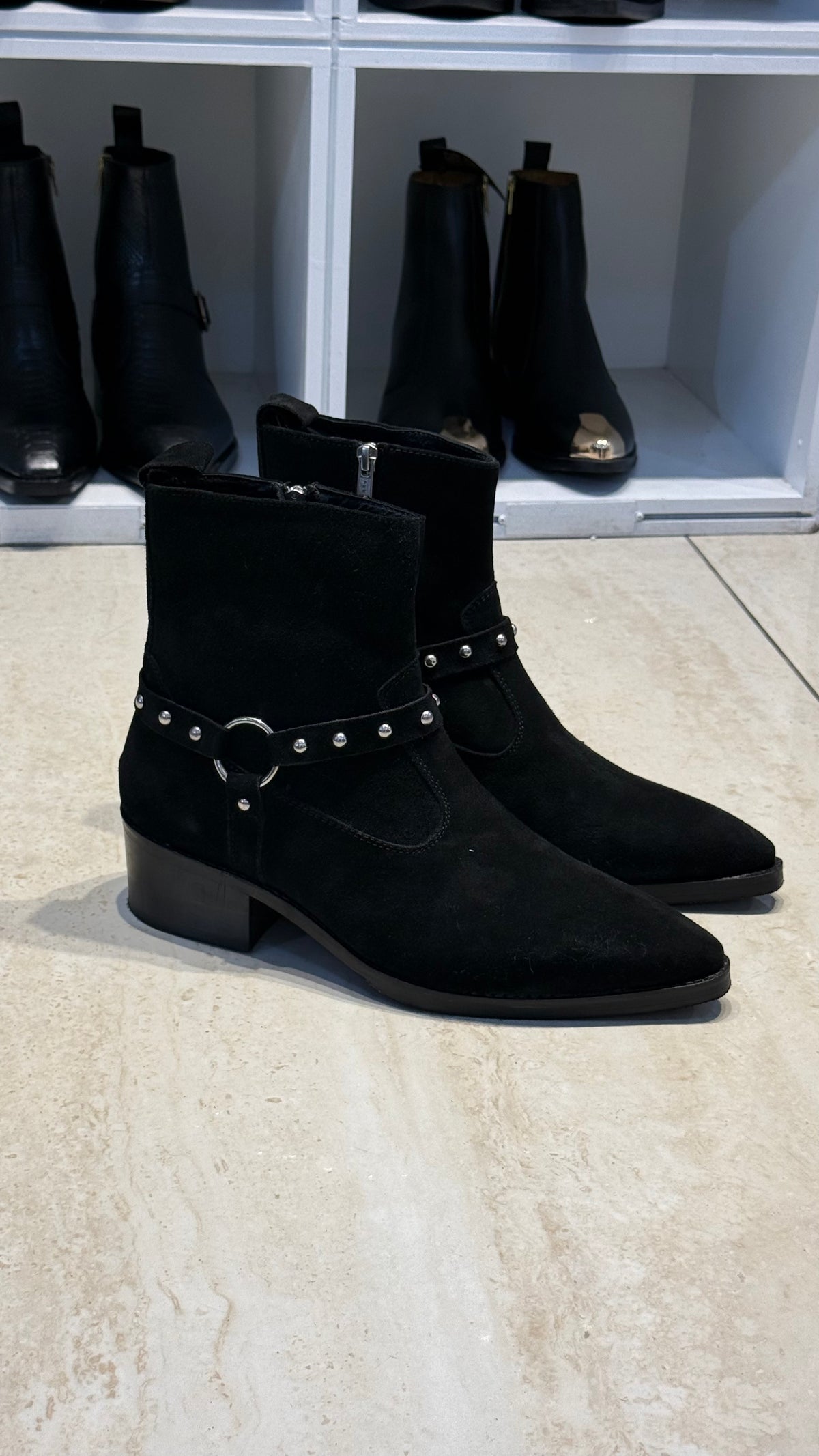 Black Suede leather Cuban Heel CHELSEA Boots