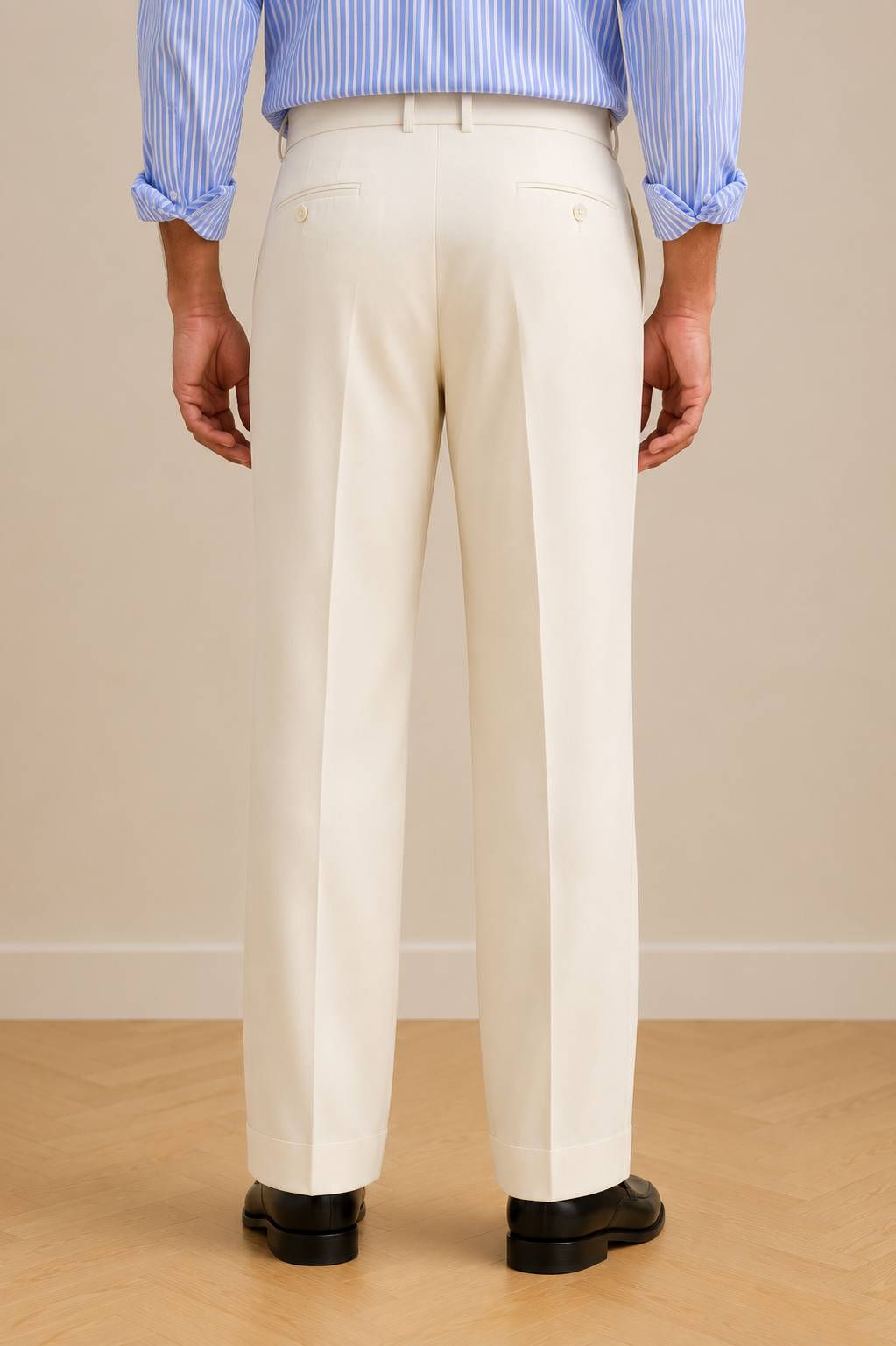 Mudih Cream Korean Bootcut Pants for Men | Premium Japanese Fabric