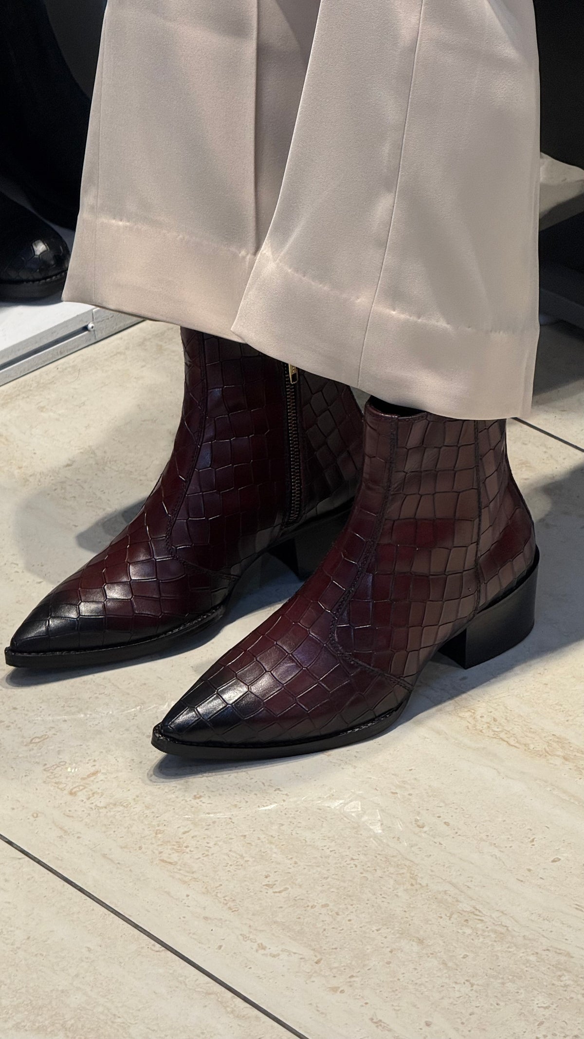 Croco leather Cuban Heel Chelsea Boots
