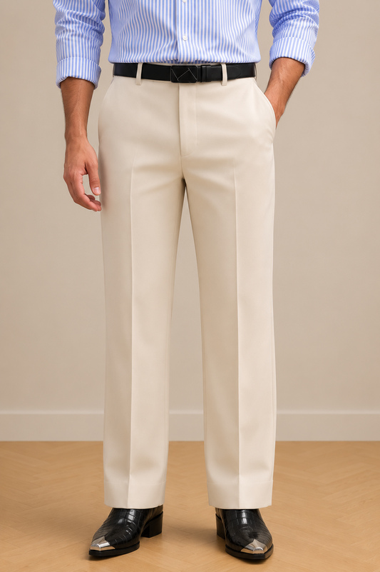 Mudih Light Beige Korean Bootcut Pants for Men | Premium Japanese Fabric