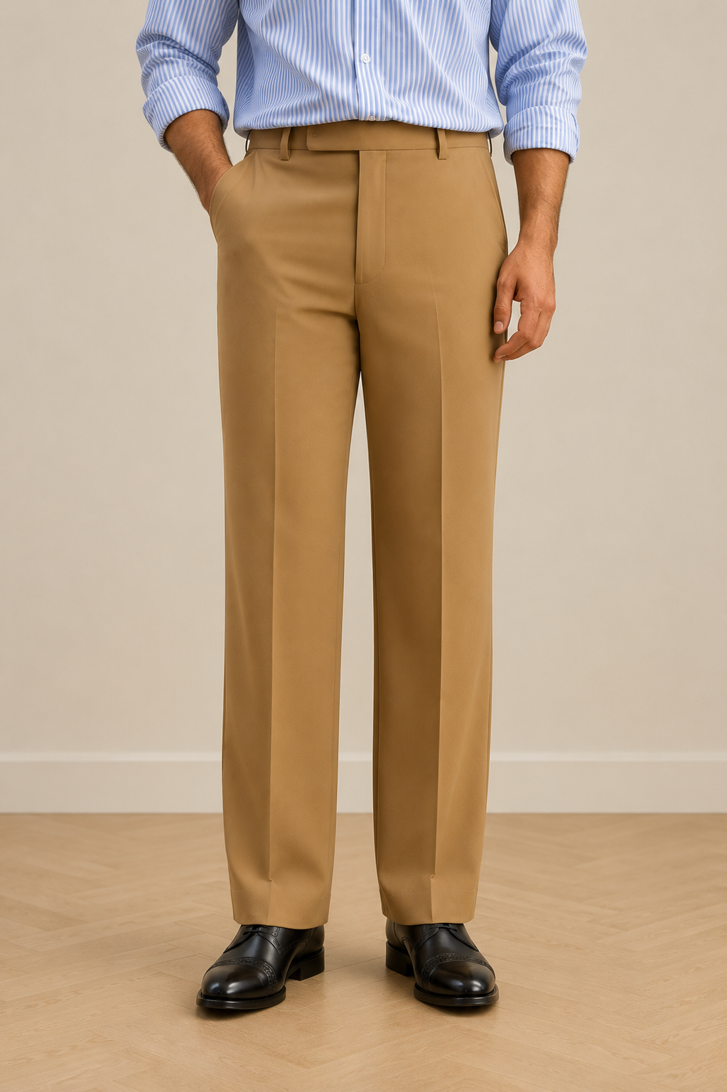 Mudih Dark Beige Korean Bootcut Pants for Men | Premium Japanese Fabric