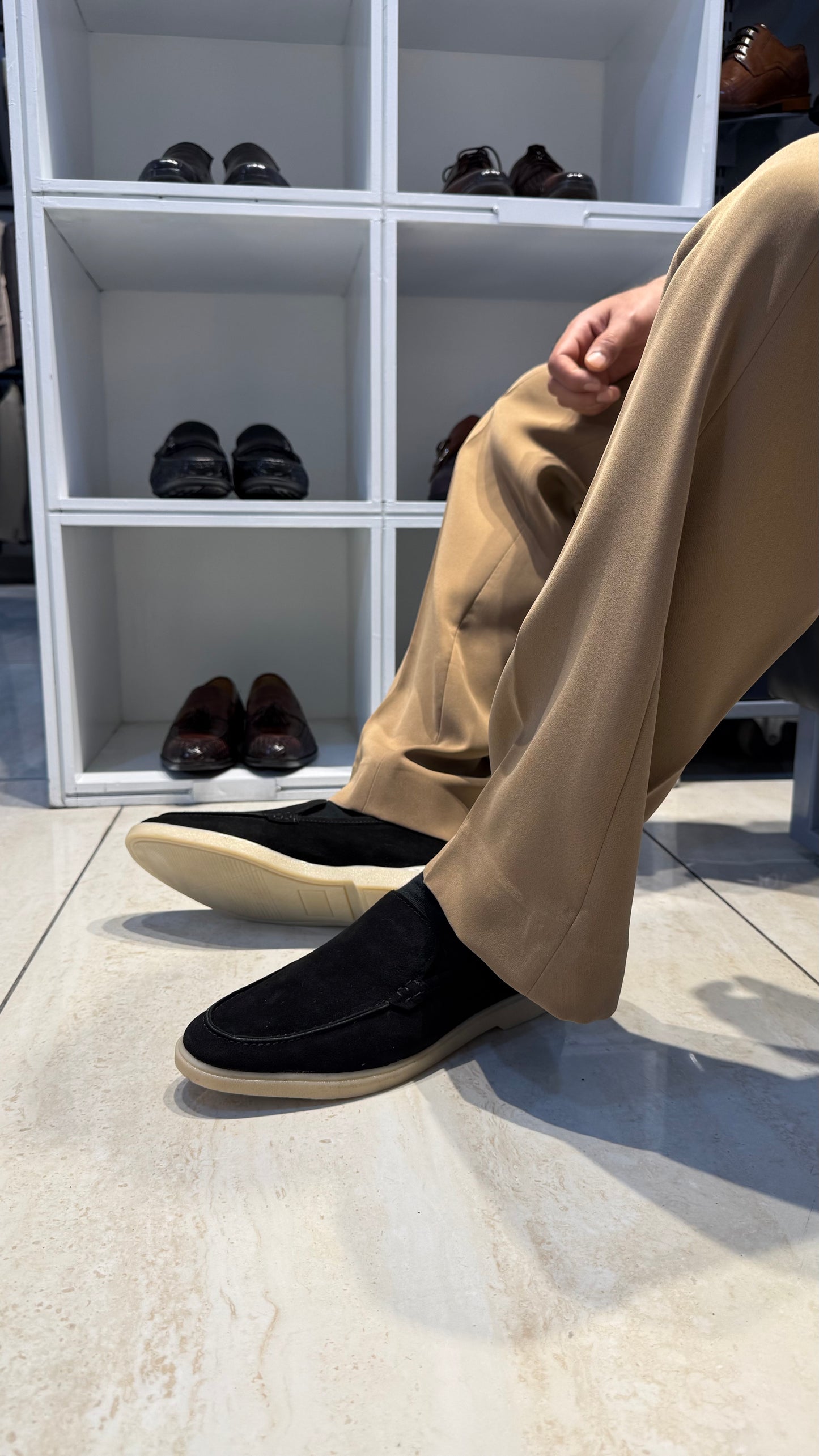 Suede loafer shoes | Black colour