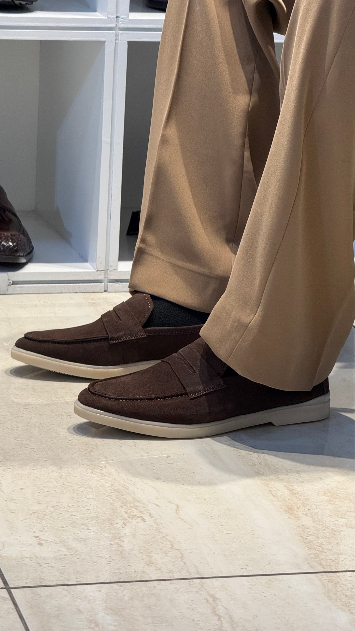 Suede loafer shoes