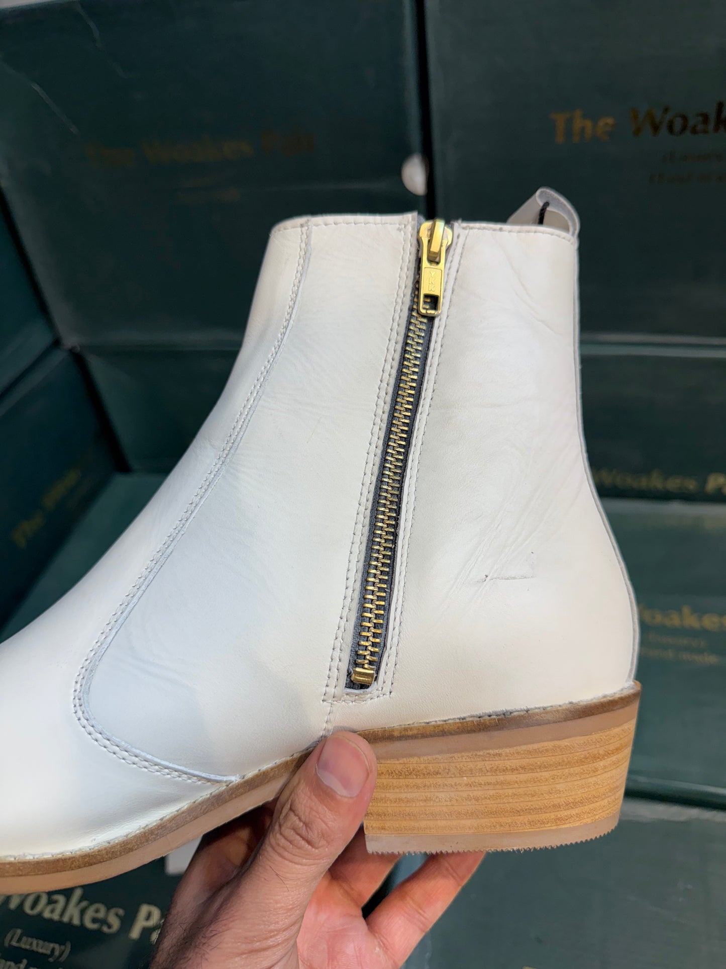 Cuban Heel White Chelsea | Hand Made| Pointed Brass Toe | Party Wear |