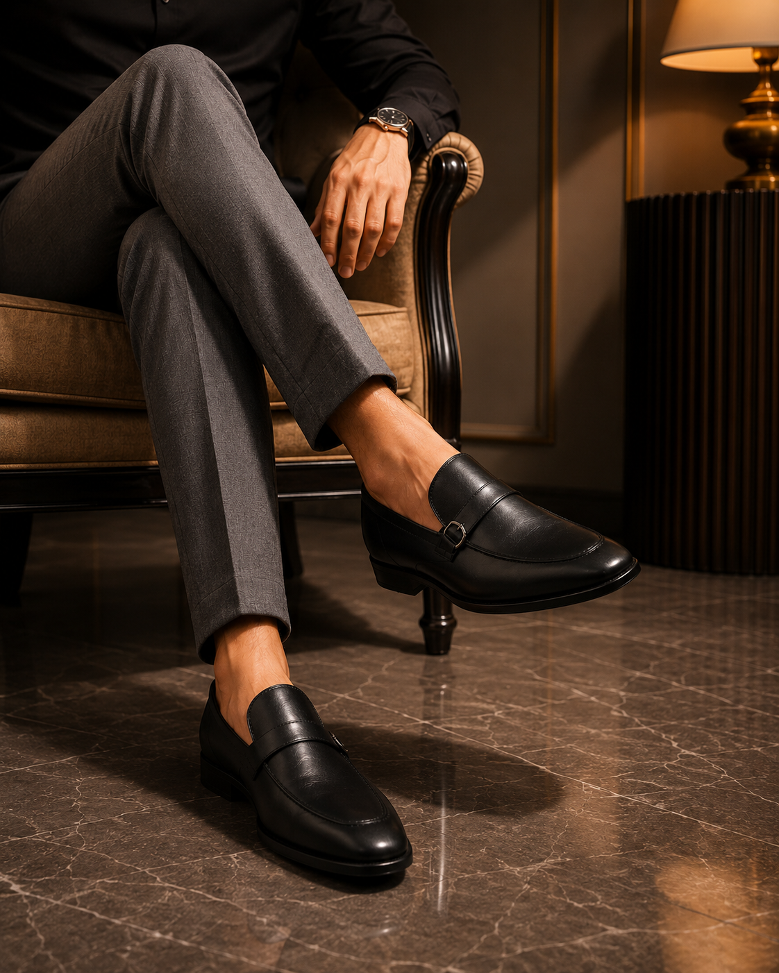 Men's Black Formal Loafers & Slip-On Shoes