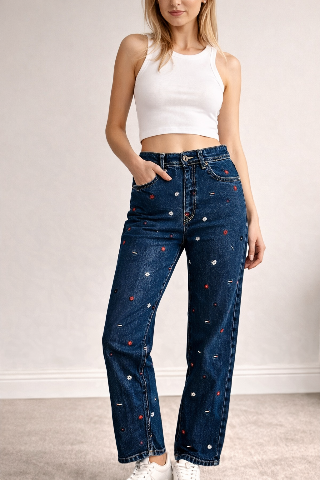 Women’s Straight Fit Printed Jeans