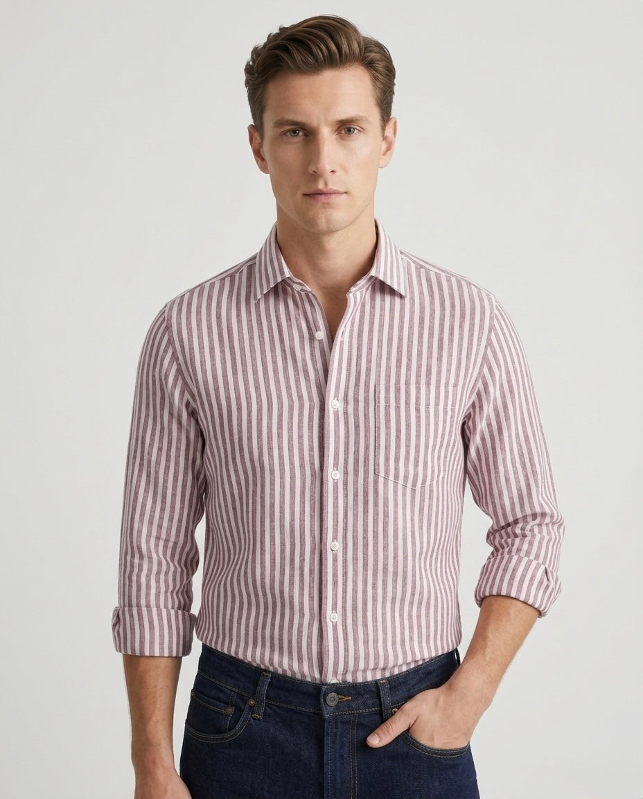 Dusty Red Stripe Shirt
