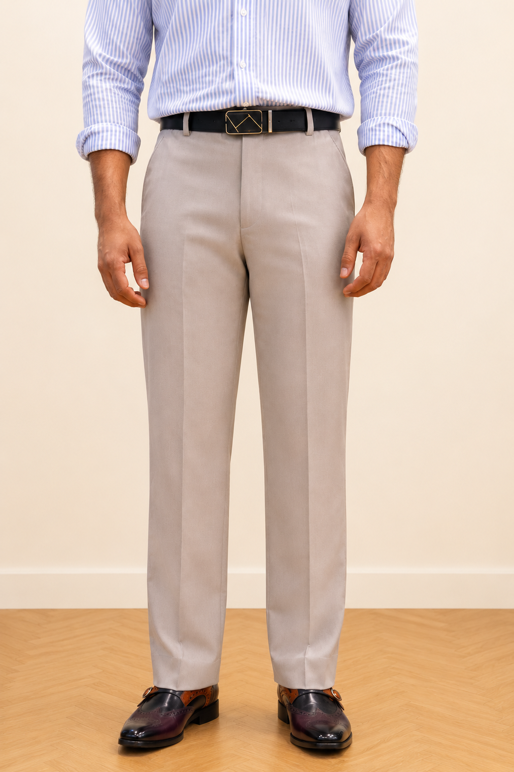 Mudih Light Grey Korean Bootcut Pants for Men | Premium Japanese Fabric