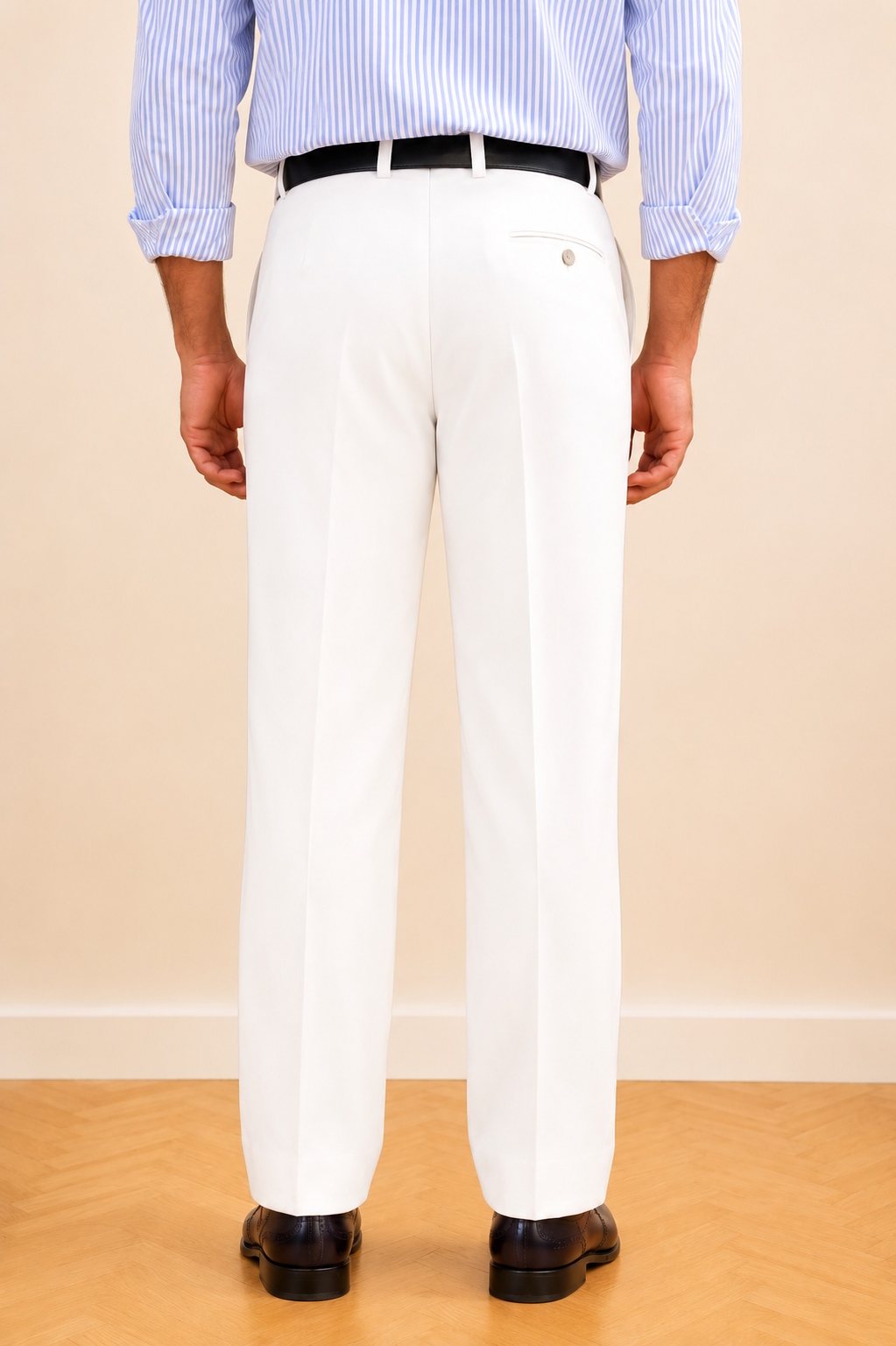 Mudih White Korean Bootcut Pants for Men | Premium Japanese Fabric