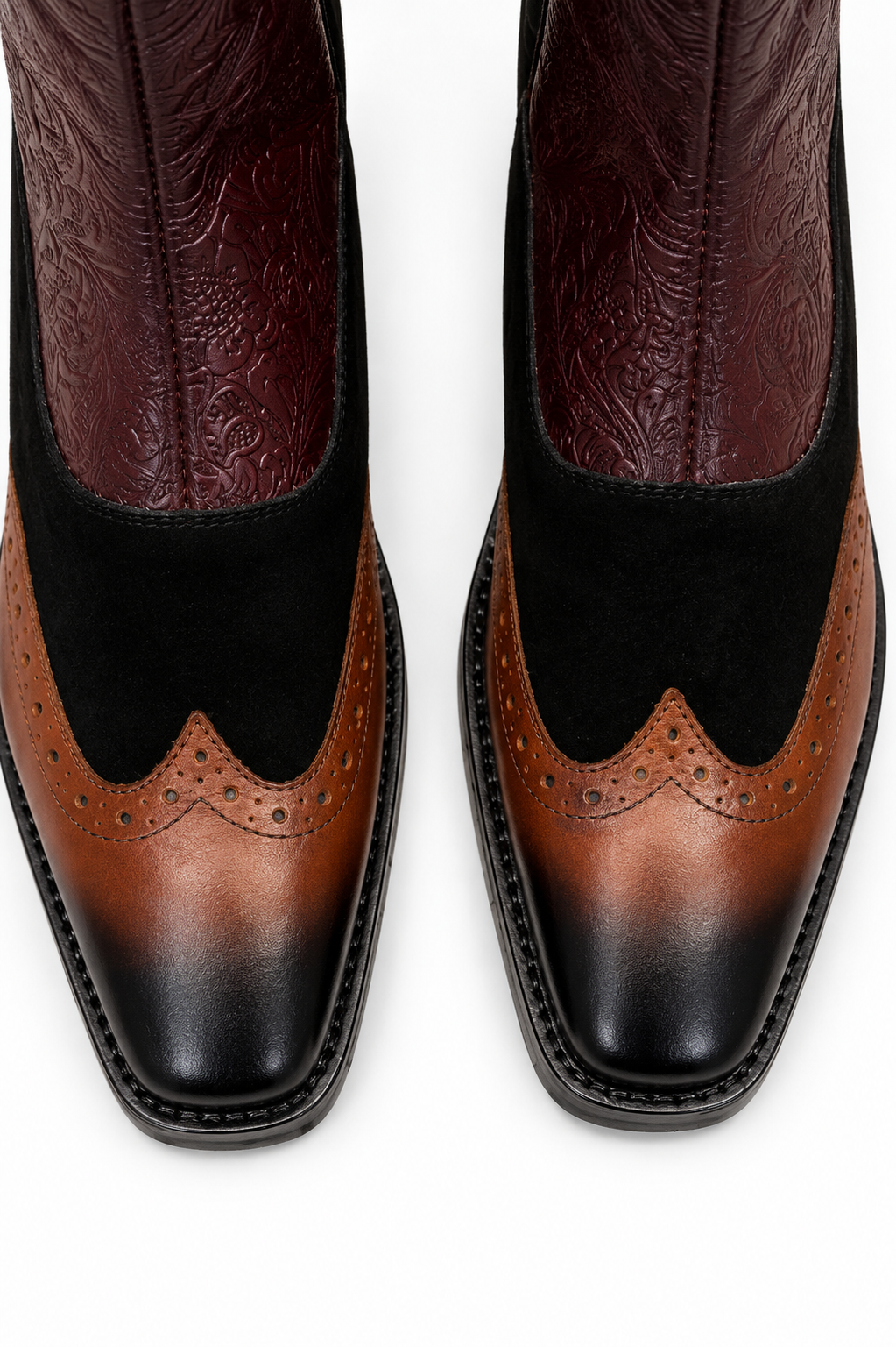Men’s Genuine Leather High Ankle Brogue Zip Boots | Premium Wingtip Dress Boots