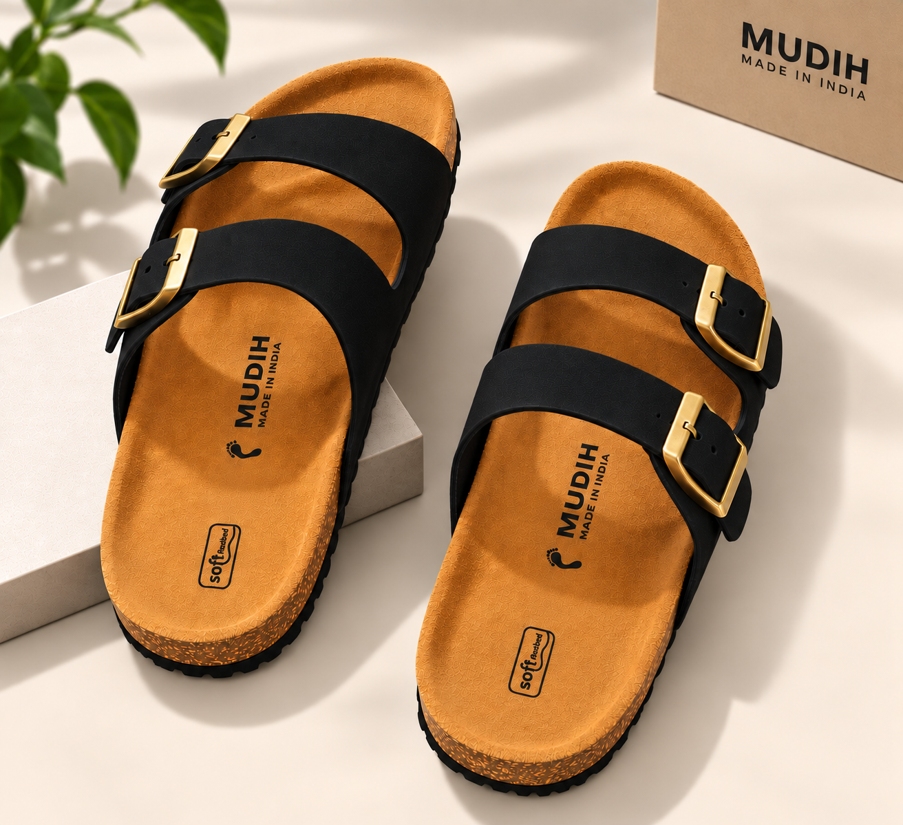 MUDIH Soft Footbed Suede Leather Sandals